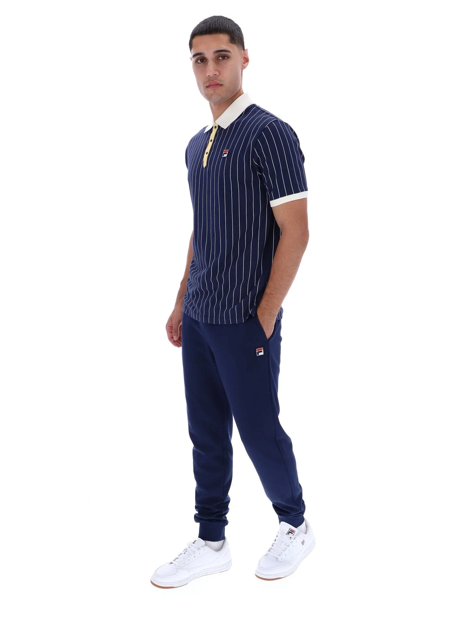 BB1 Classic Vintage Striped Polo in Fila navy/Raffia/Gardenia