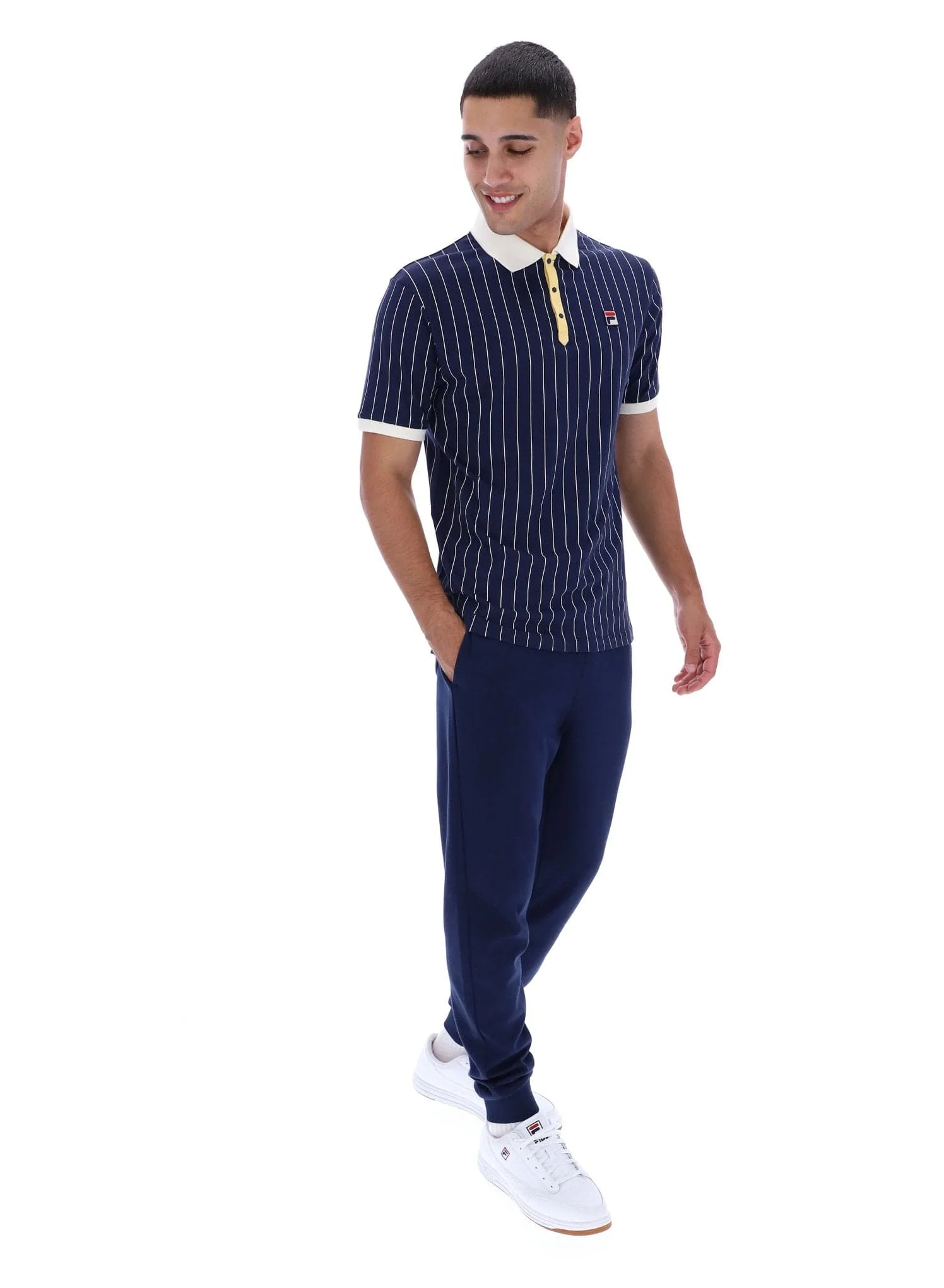 BB1 Classic Vintage Striped Polo in Fila navy/Raffia/Gardenia - Image 2