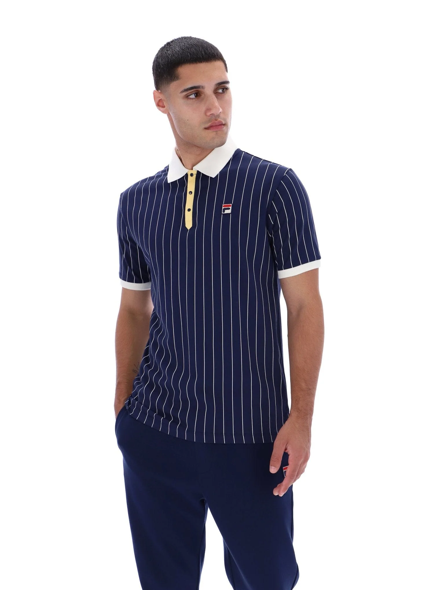 BB1 Classic Vintage Striped Polo in Fila navy/Raffia/Gardenia - Image 4