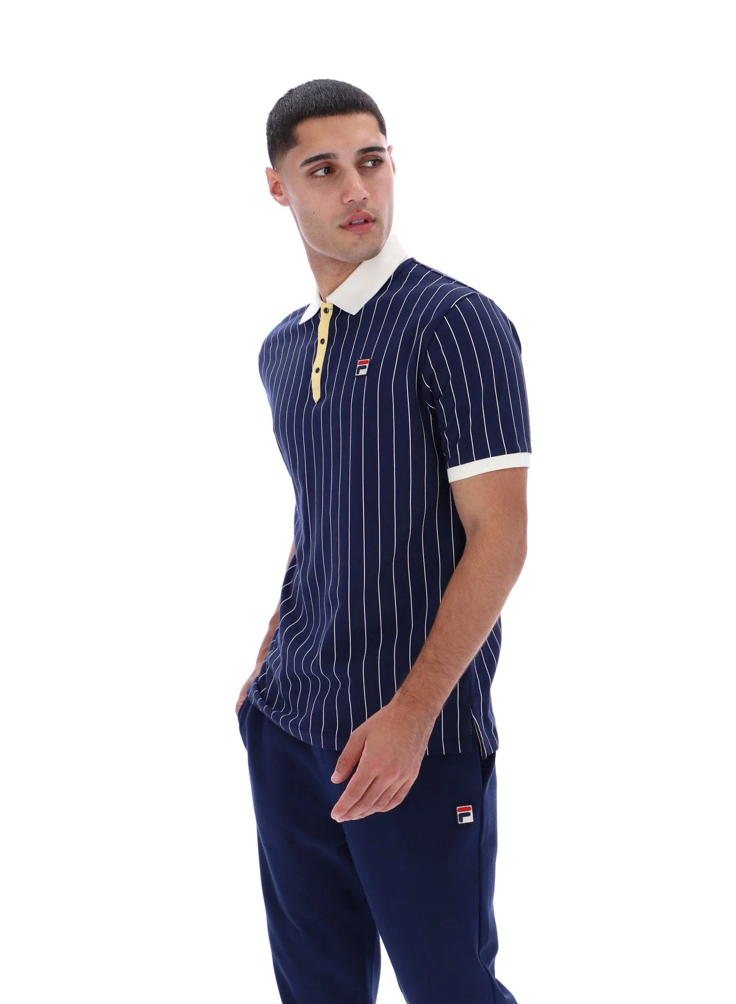 BB1 Classic Vintage Striped Polo in Fila navy/Raffia/Gardenia - Image 5