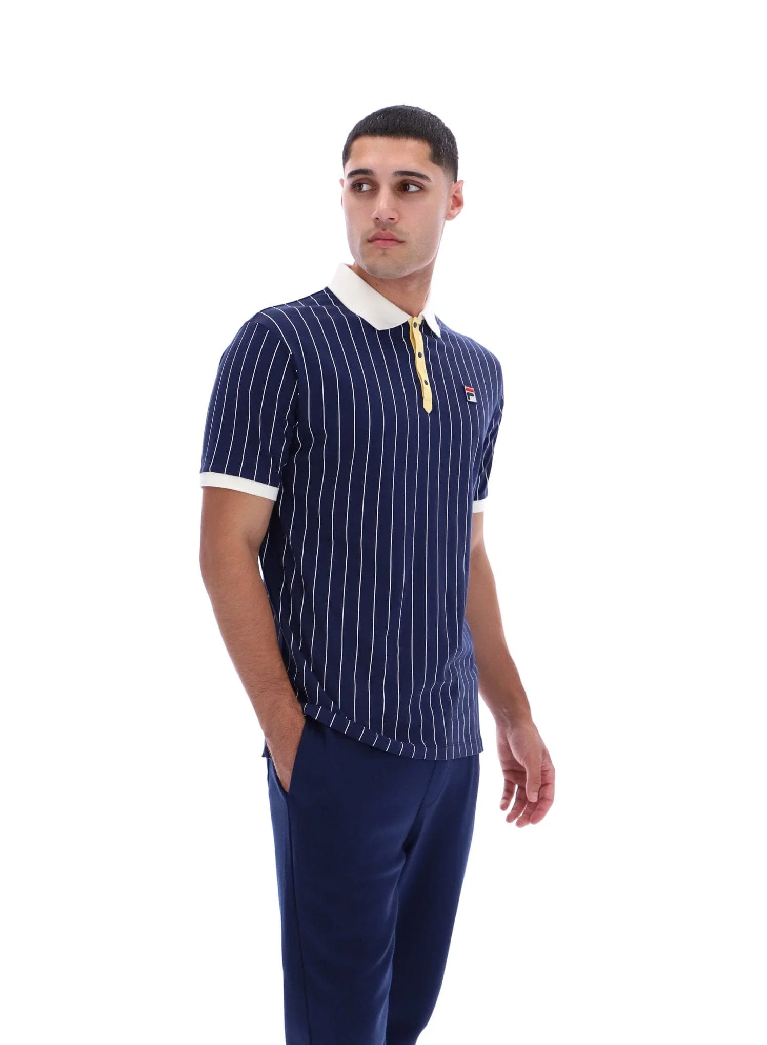 BB1 Classic Vintage Striped Polo in Fila navy/Raffia/Gardenia - Image 6