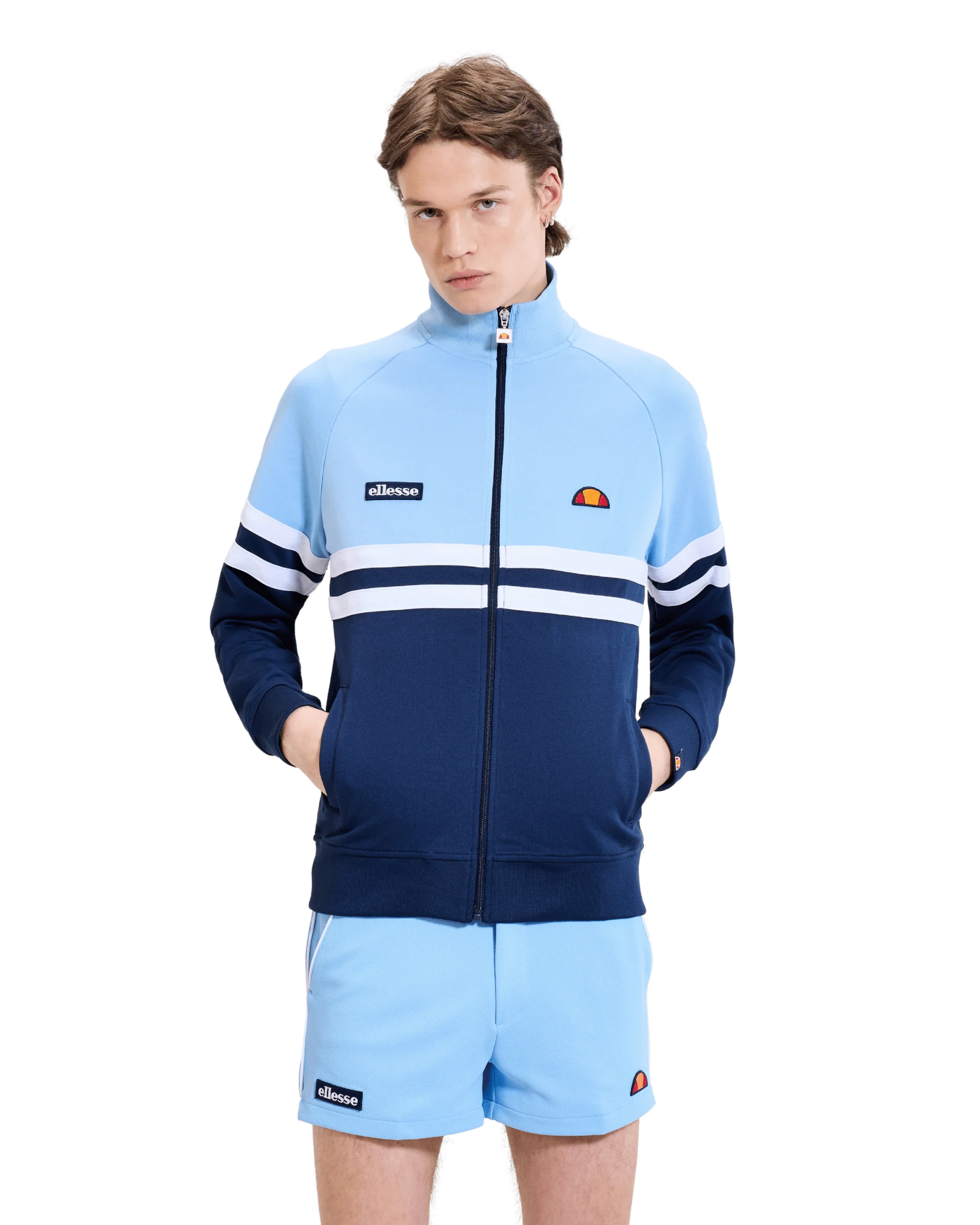 Rimini Track Top in Light Blue/Navy - Image 3