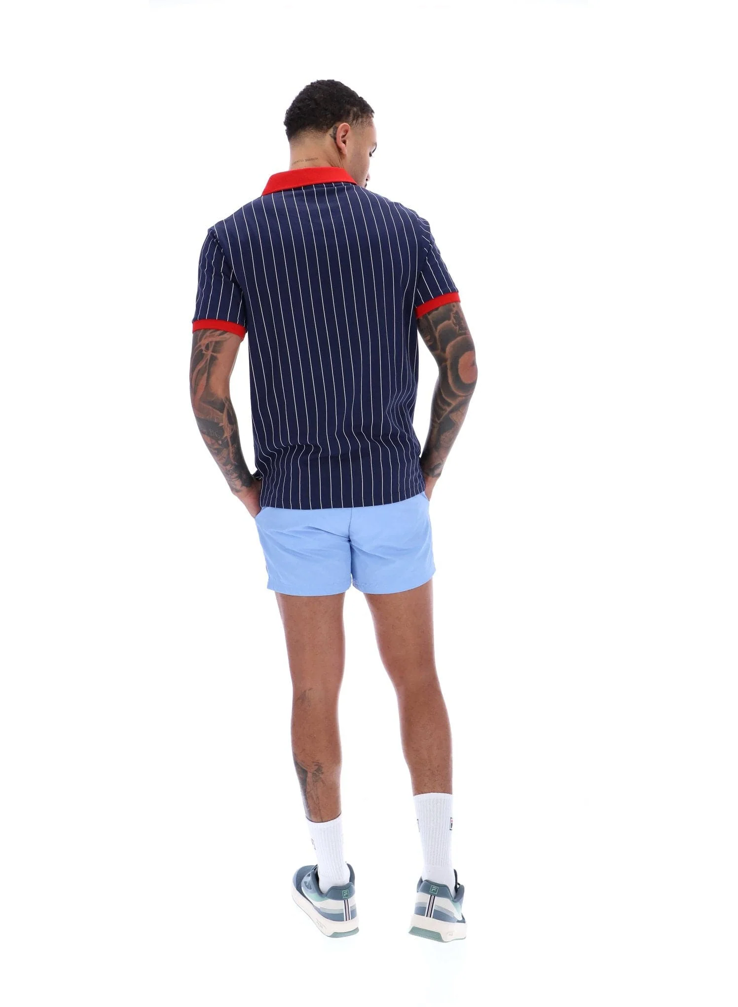 BB1 Classic Vintage Striped Polo In Fila Navy/Fila Red - Image 2