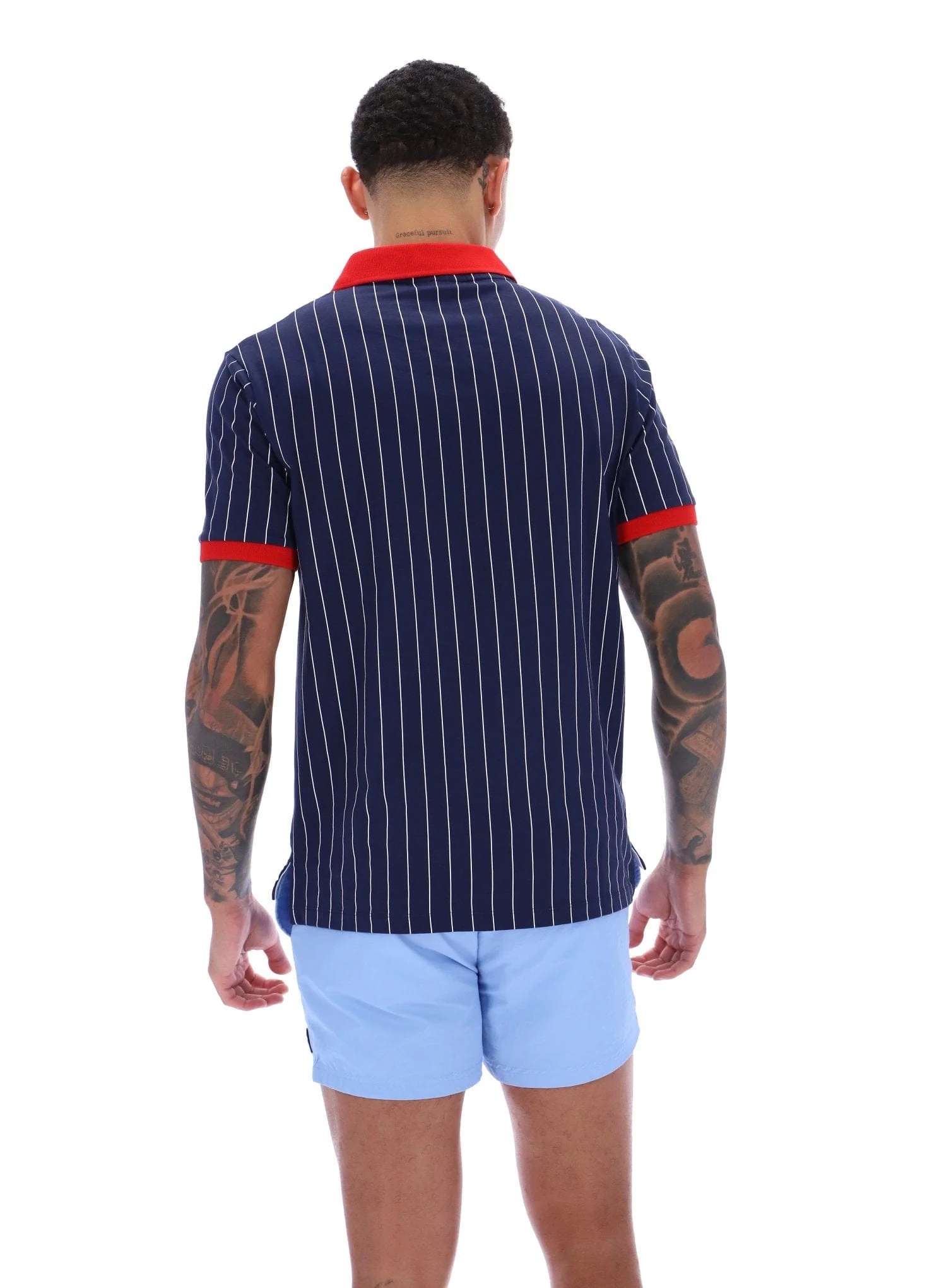 BB1 Classic Vintage Striped Polo In Fila Navy/Fila Red - Image 4