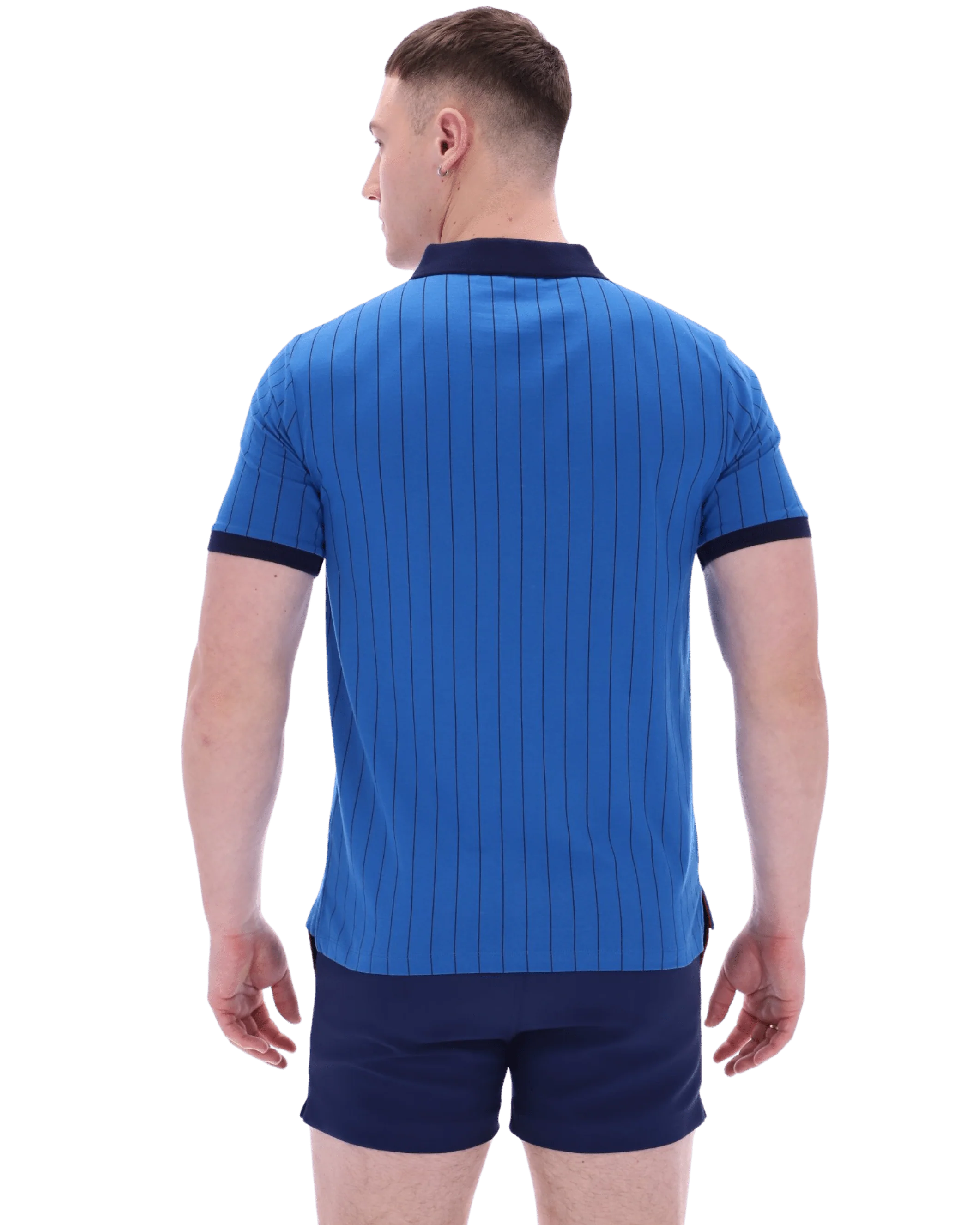 Bb1 Classic Vintage Striped Polo In Turkish Sea/Navy/Red - Image 5