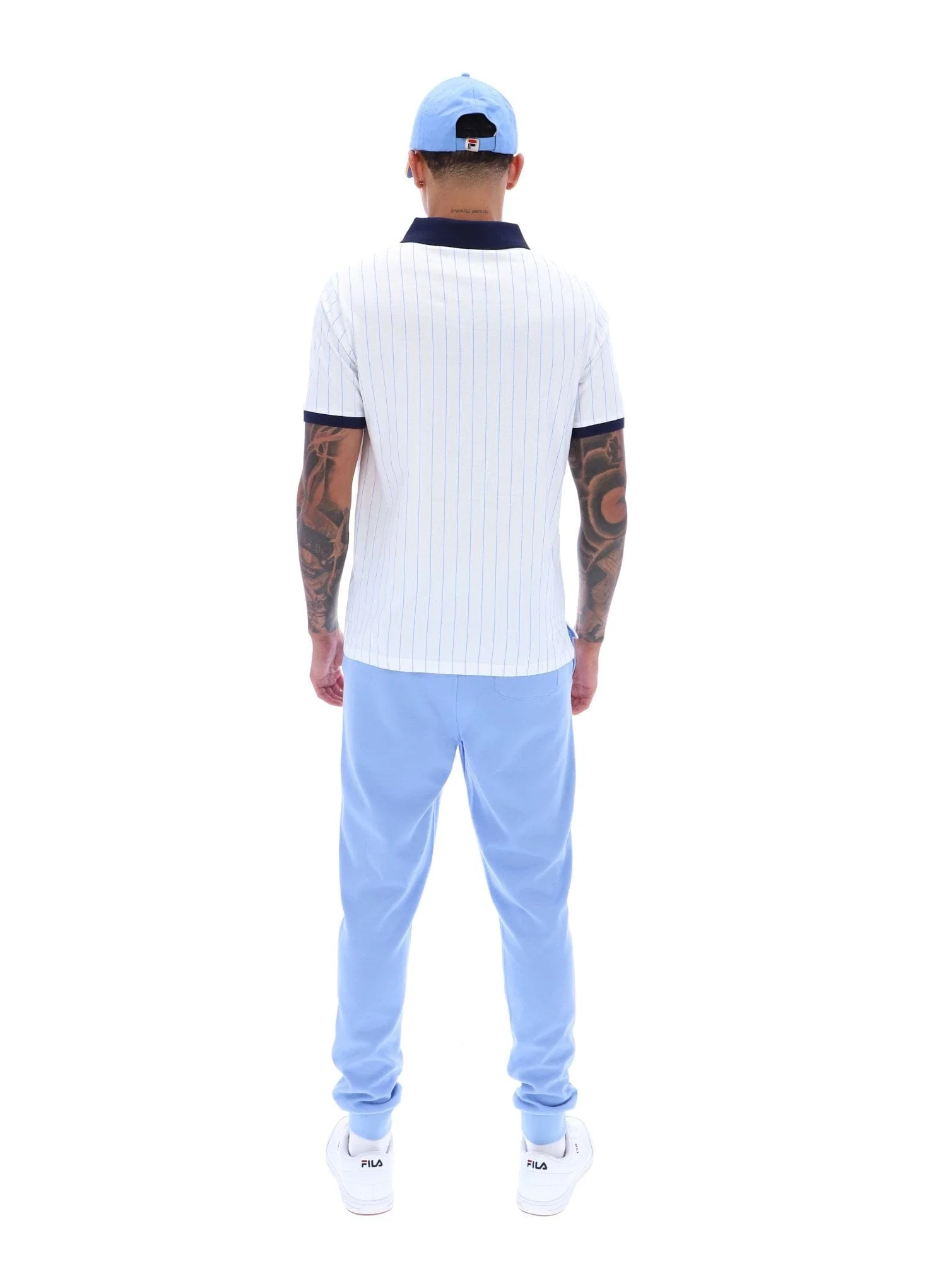 BB1 Classic Vintage Striped Polo In White/Fila Navy/Vista Blue - Image 2
