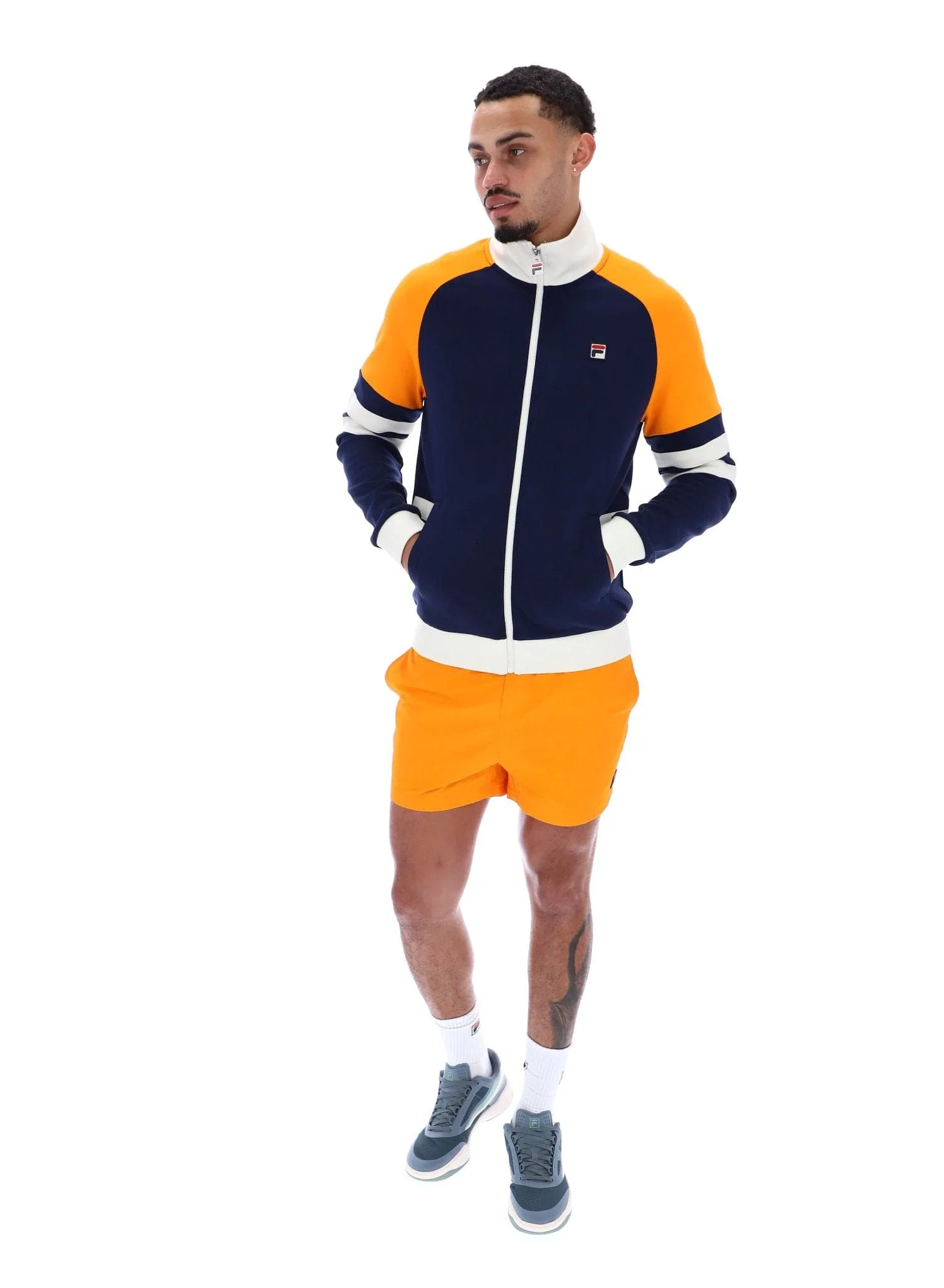 Founder Cut And Sew Track Jacket In Fila Navy/Gardenia/Bright Marigold - Image 2