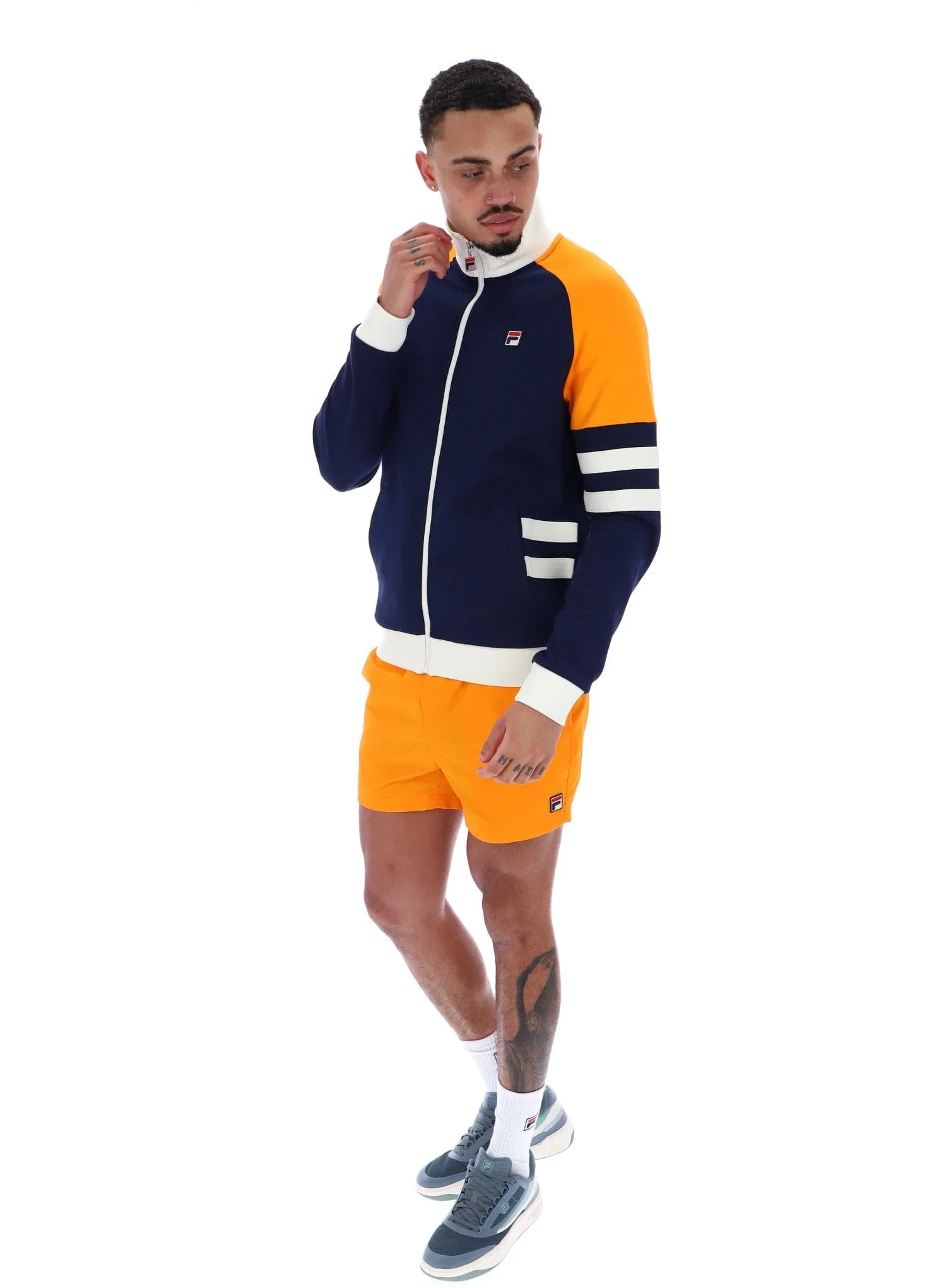Founder Cut And Sew Track Jacket In Fila Navy/Gardenia/Bright Marigold - Image 4