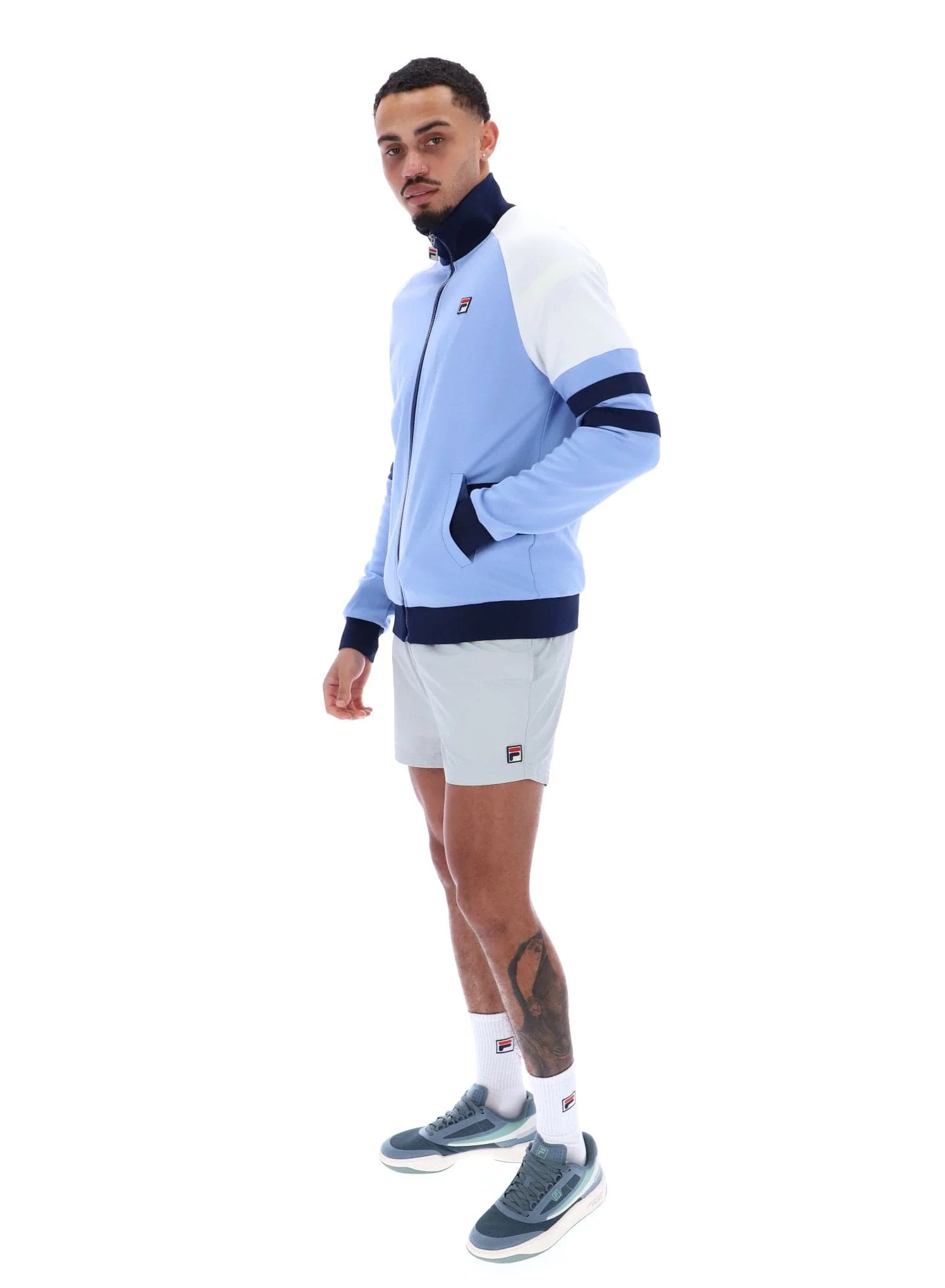 Founder Cut And Sew Track Jacket In Vista Blue/Fila Navy/White - Image 2