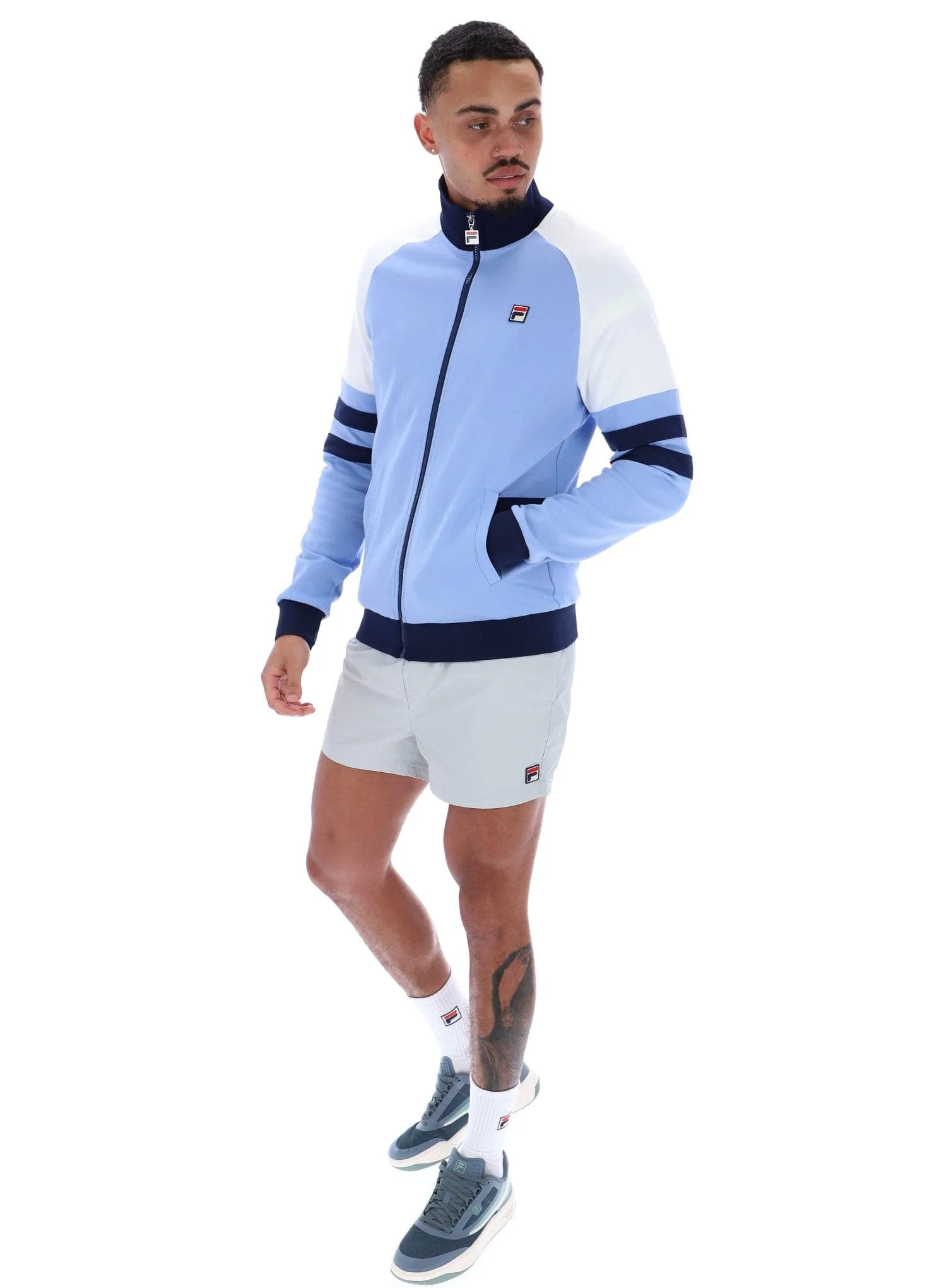 Founder Cut And Sew Track Jacket In Vista Blue/Fila Navy/White - Image 3