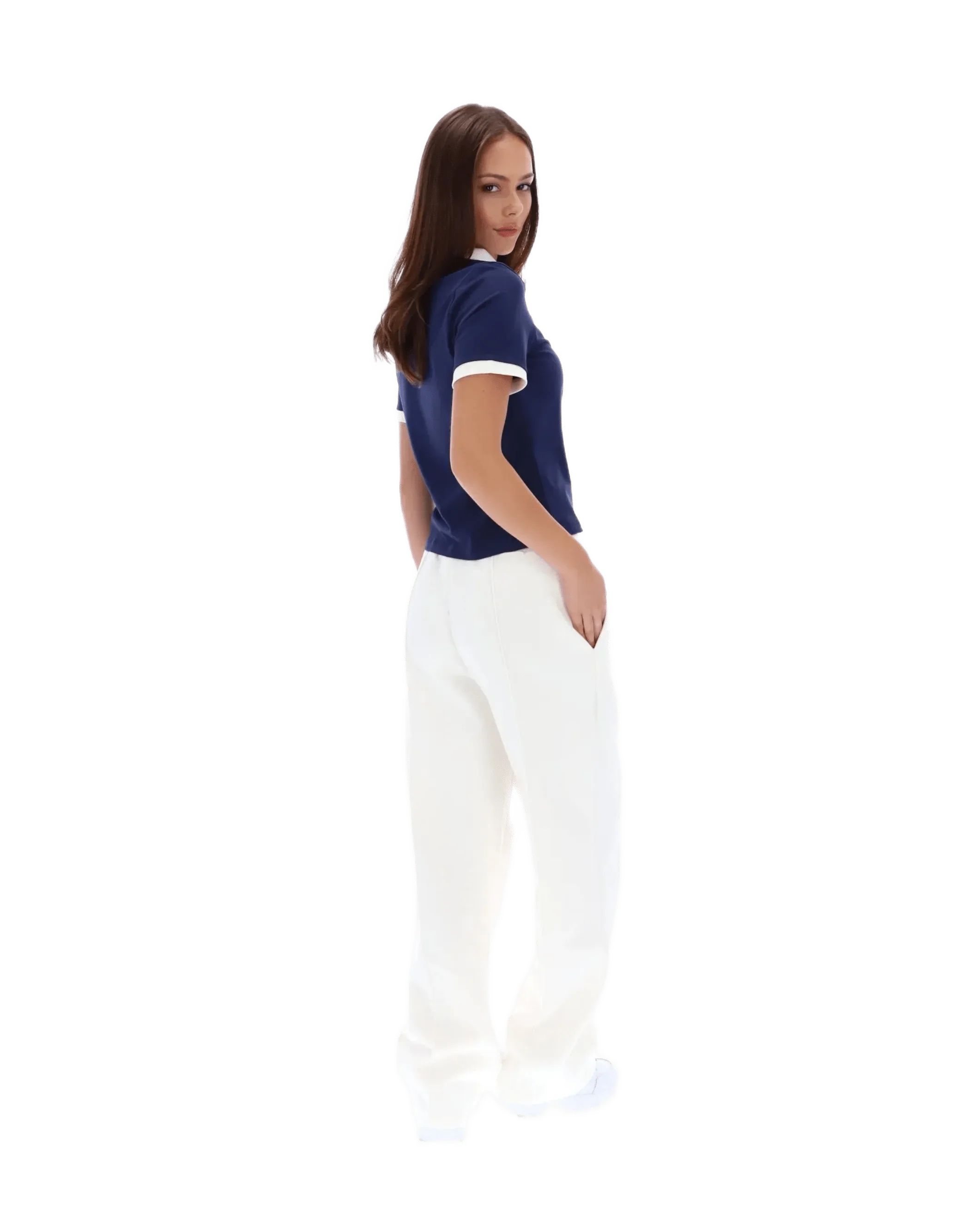 Harlo Fitted Iconic Polo in Navy/Gardenia - Image 3