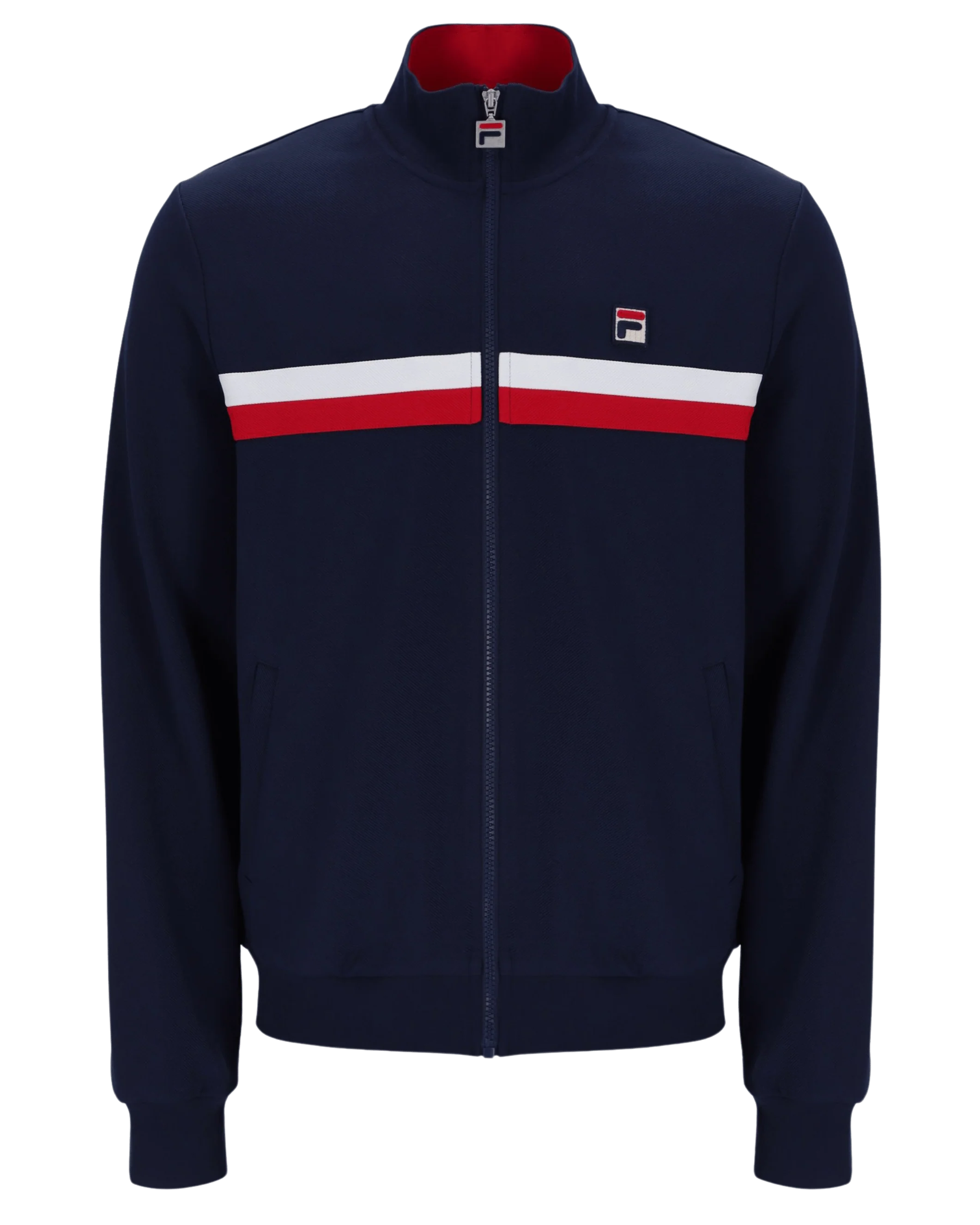 Jason Colour Block Track Jacket In Navy/Red/White - Image 3