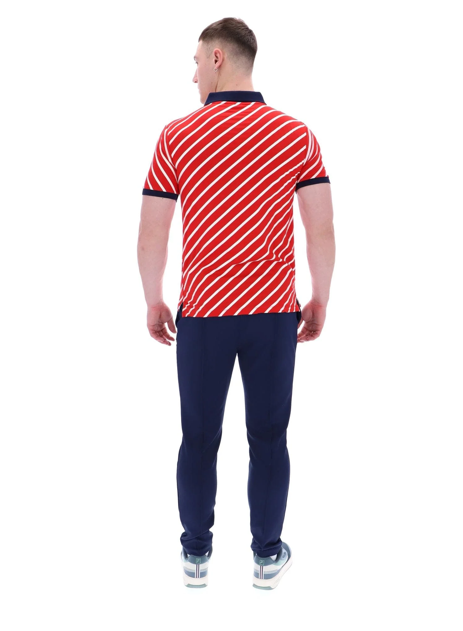 Jaye Diagonal Stripe Polo In Fila Red/Gardenia/Fila Navy - Image 2