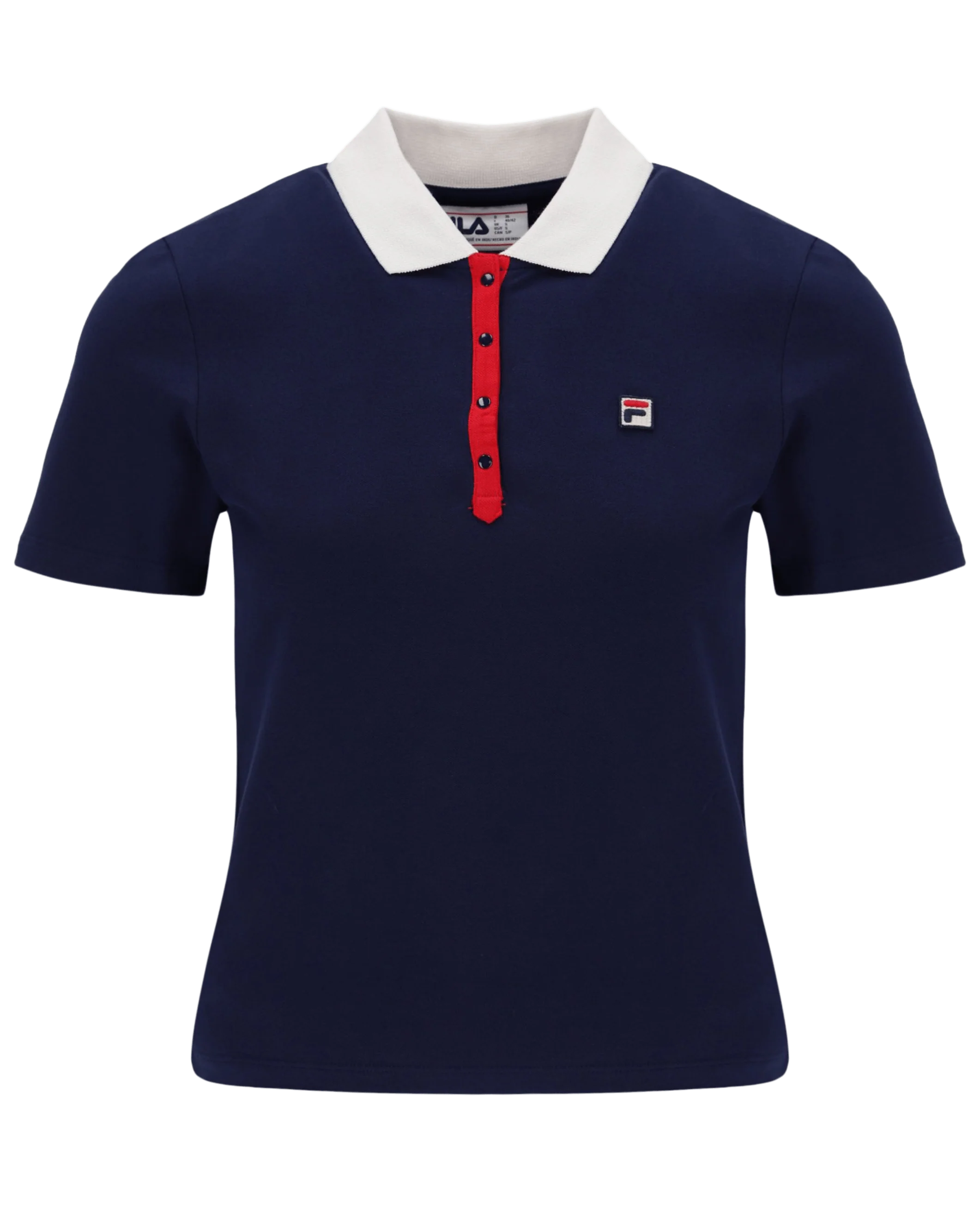 Juno Fitted Iconic Polo In Navy/Gardenia/Red - Image 4