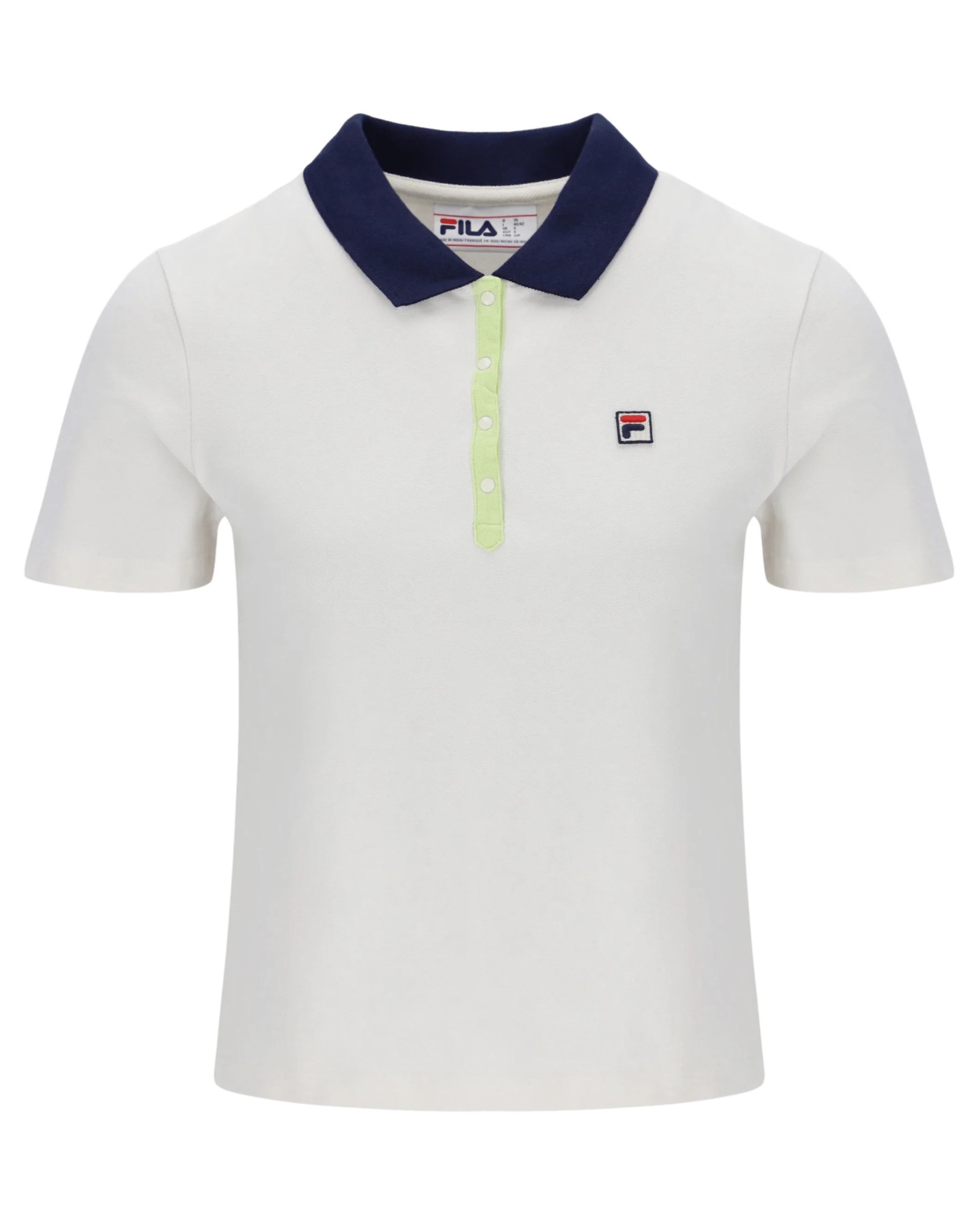 Juno Fitted Iconic Polo In Gardenia/Navy/Shadow Lime - Image 4