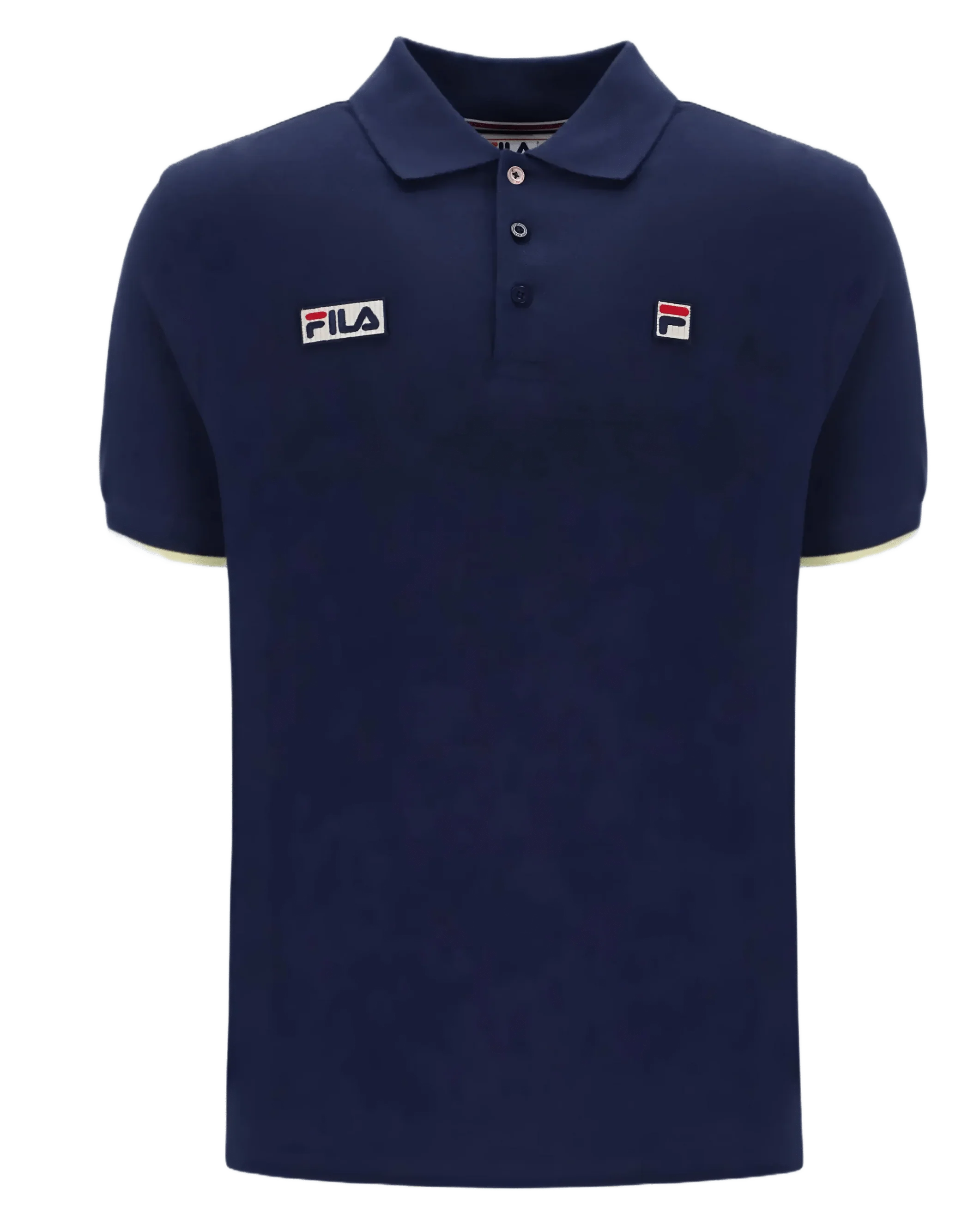 Pablo Three Button Tipped Rib Basic Polo in Navy/Lemonade - Image 3