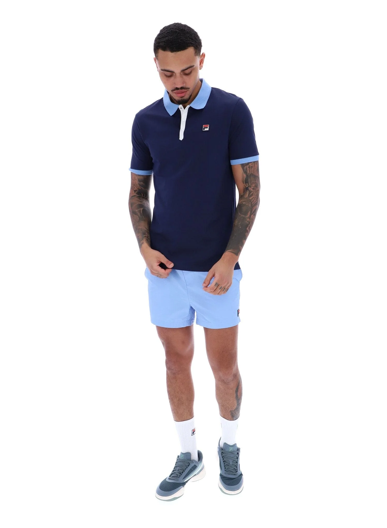 Panatta Short Sleeve Polo In Fila Navy/Vista Blue/White - Image 2