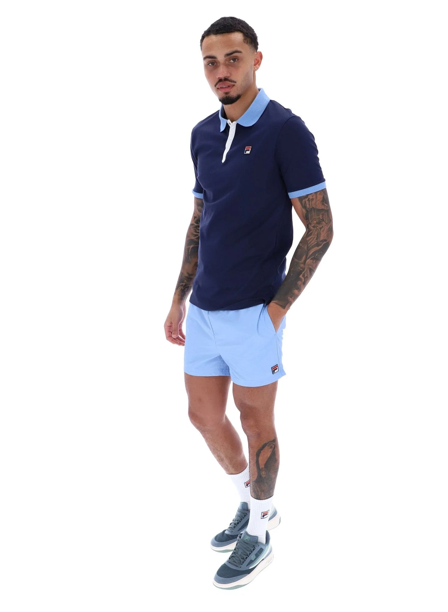 Panatta Short Sleeve Polo In Fila Navy/Vista Blue/White - Image 3