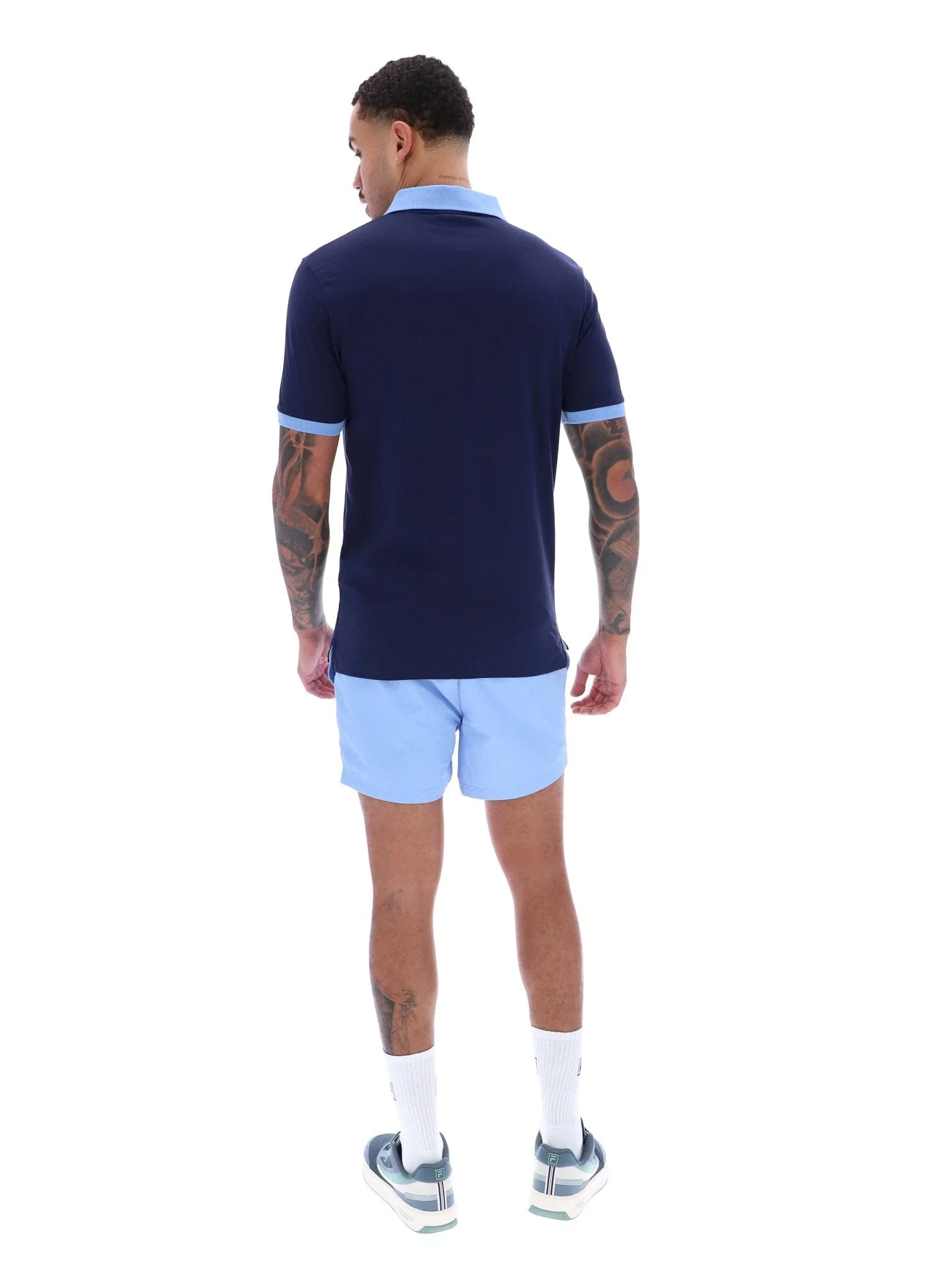 Panatta Short Sleeve Polo In Fila Navy/Vista Blue/White - Image 4