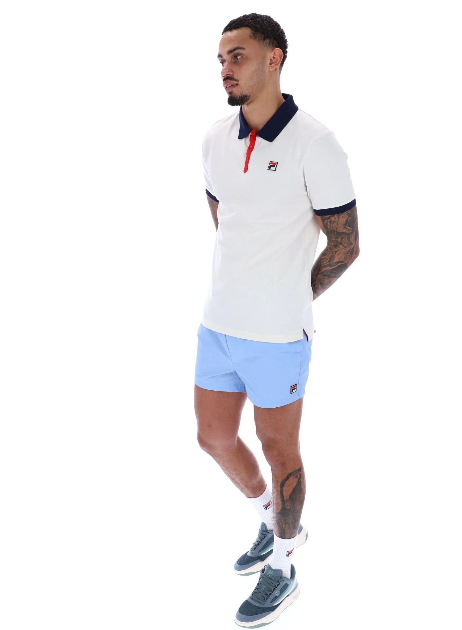 Panatta Short Sleeve Polo In Gardenia/Fila Navy/Fila Red - Image 2