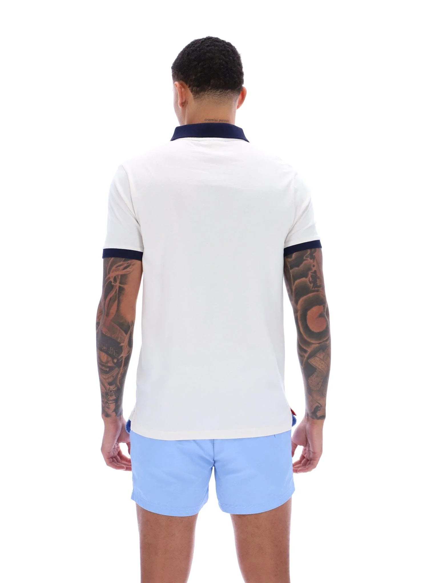 Panatta Short Sleeve Polo In Gardenia/Fila Navy/Fila Red - Image 3