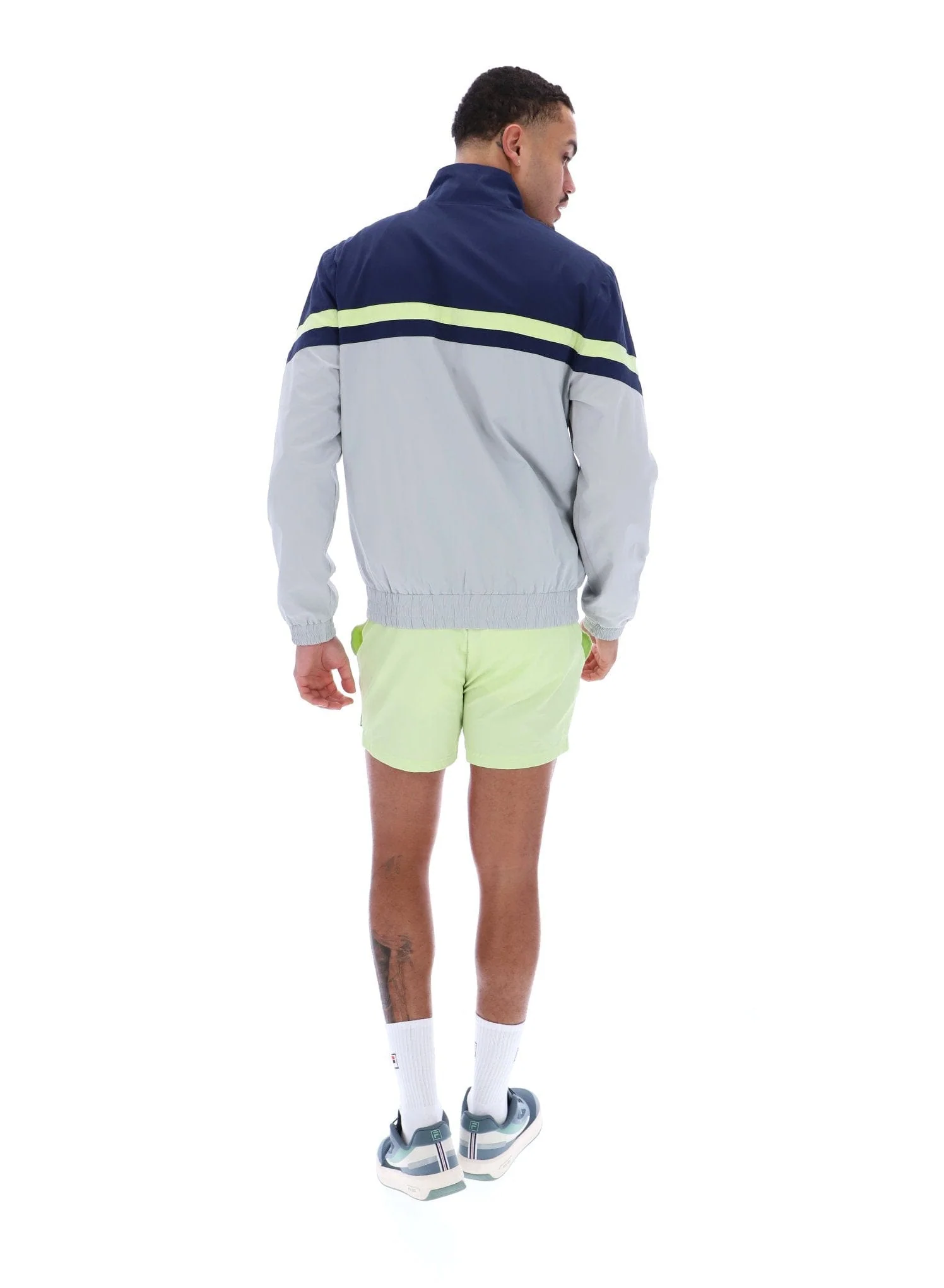 Phillip Cut And Sew Track Jacket In Fila Navy/High Rise/Shadow Lime - Image 3