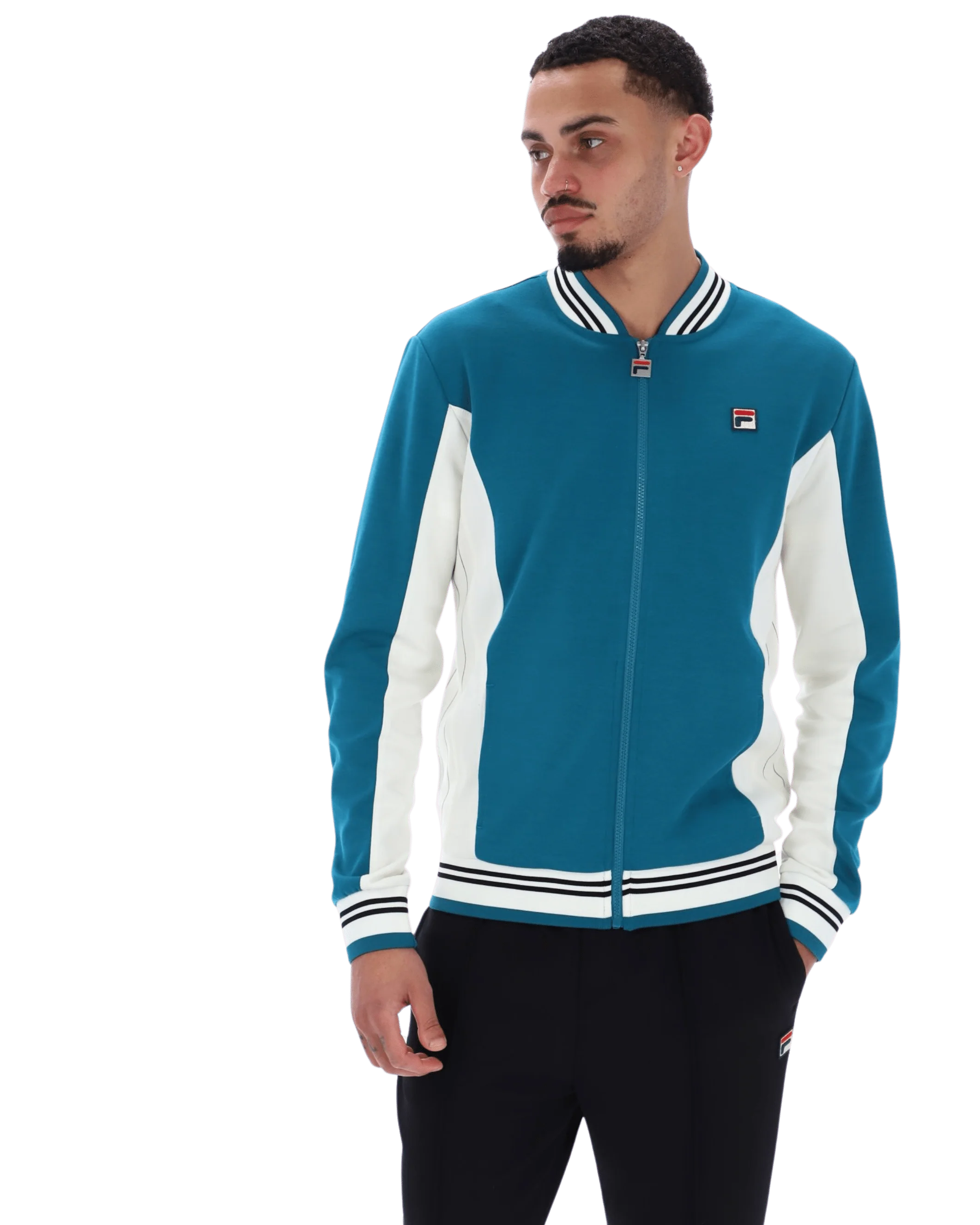 Settanta Baseball Track Jacket In Deep Lagoon/Gardenia/Black - Image 3