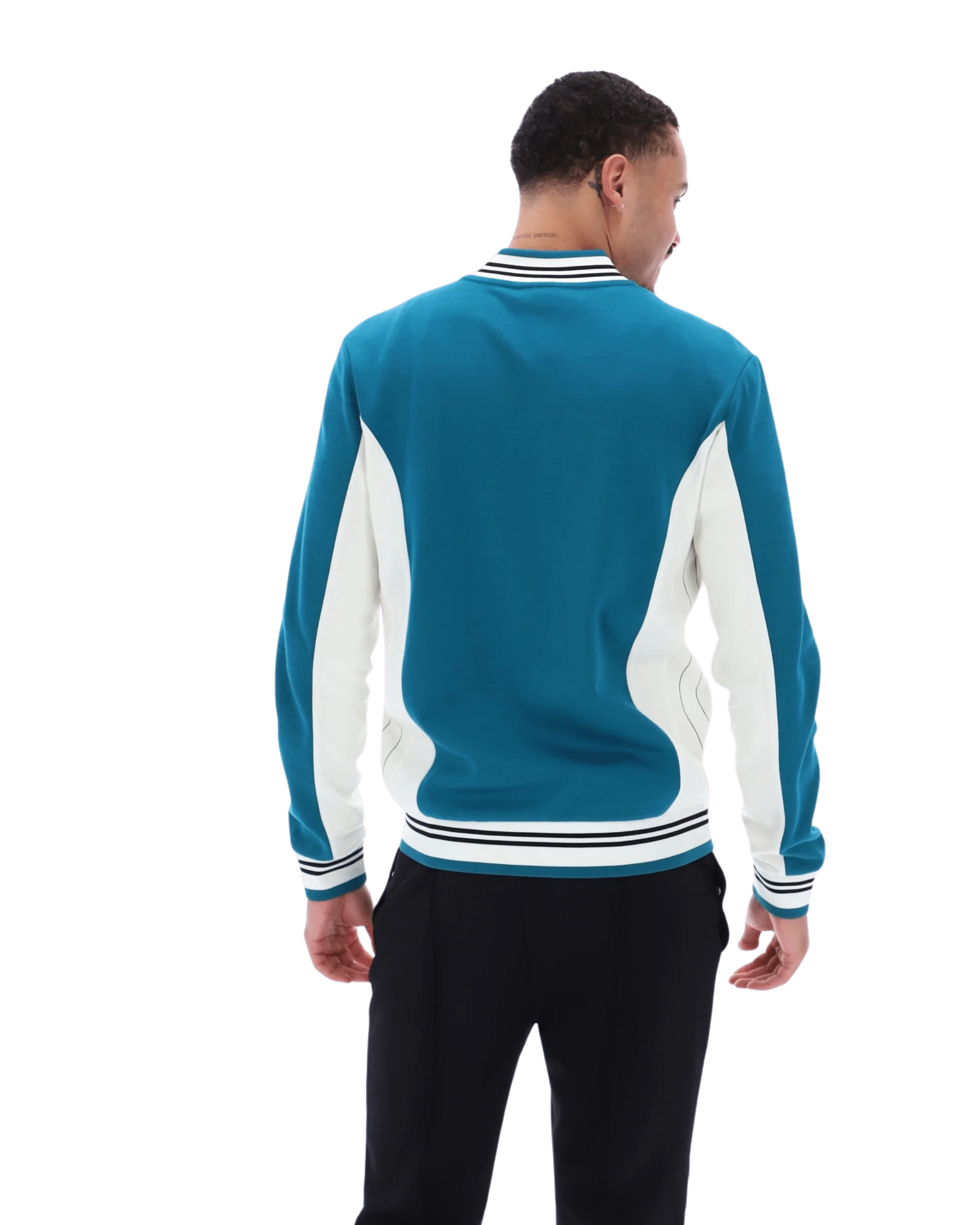 Settanta Baseball Track Jacket In Deep Lagoon/Gardenia/Black - Image 4