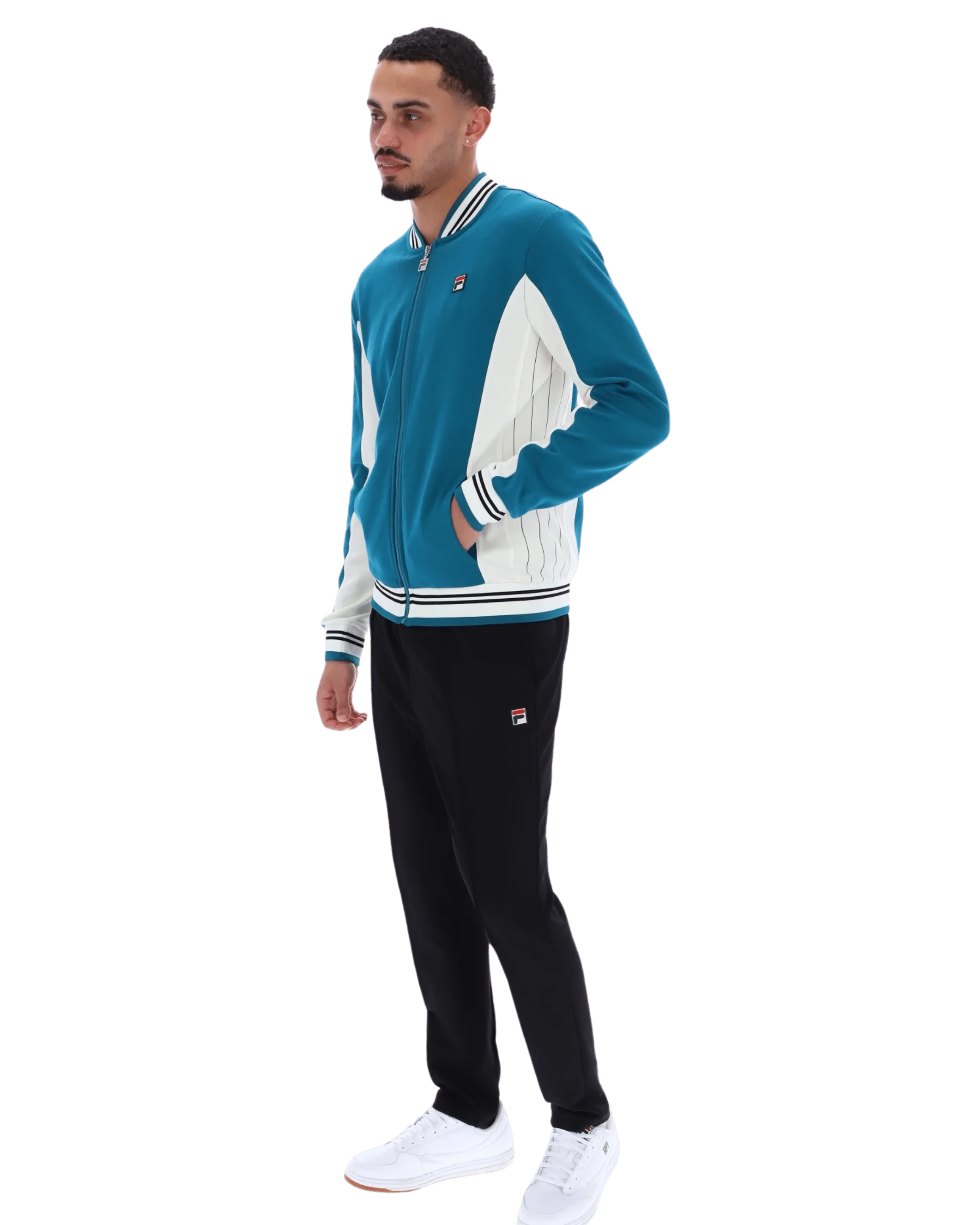 Settanta Baseball Track Jacket In Deep Lagoon/Gardenia/Black - Image 5