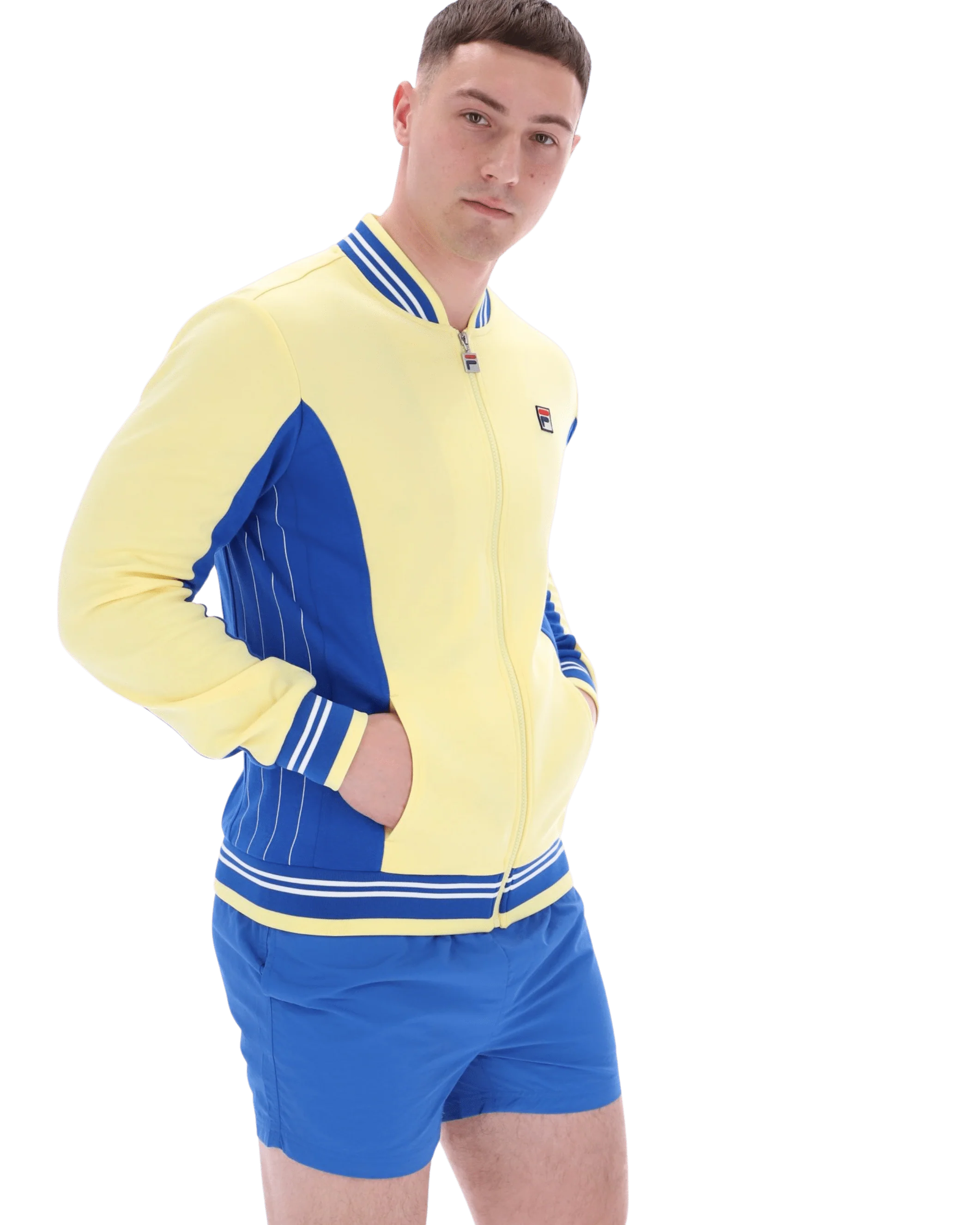Settanta Baseball Track Jacket In Popcorn/Turkish Sea/Navy - Image 3