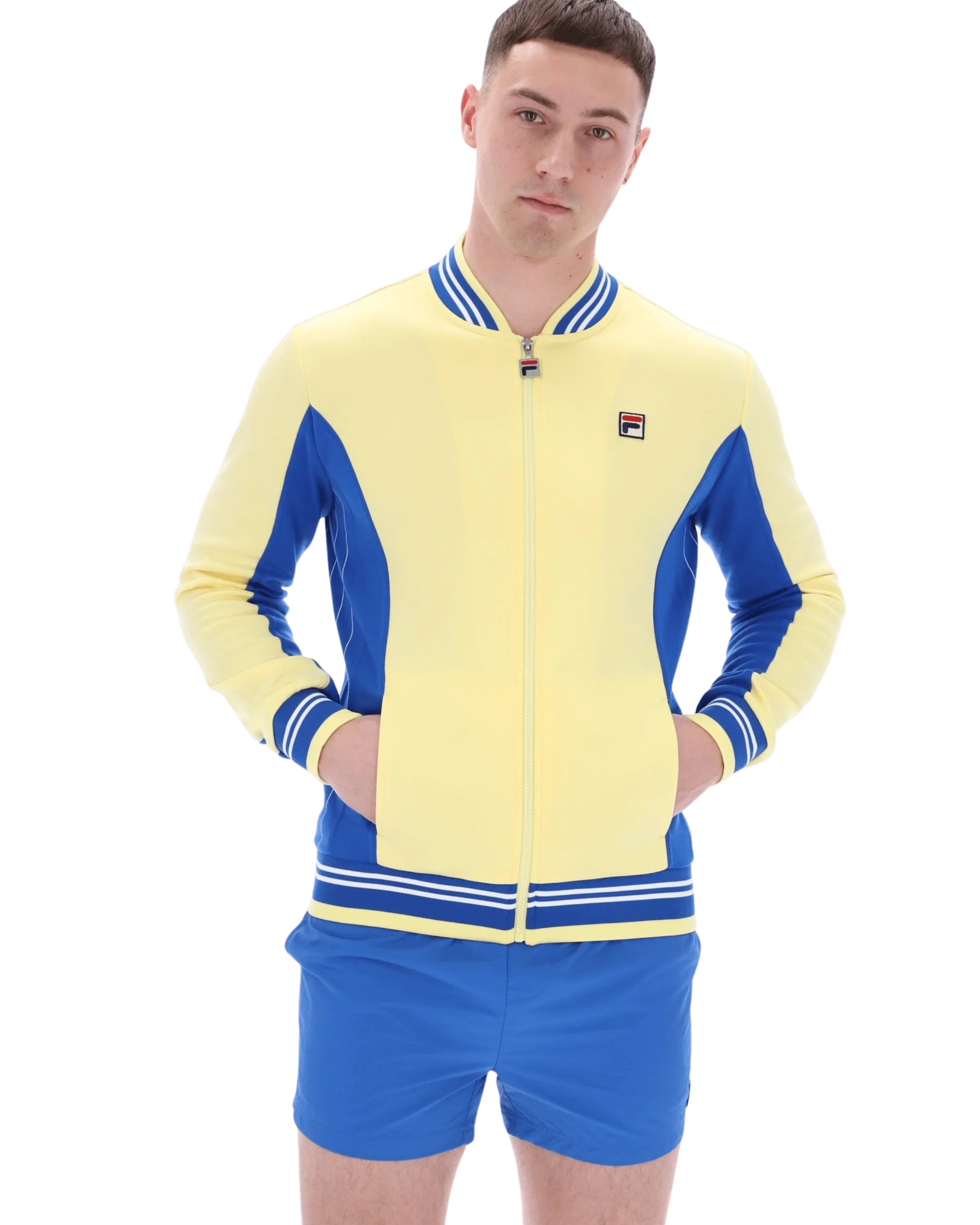 Settanta Baseball Track Jacket In Popcorn/Turkish Sea/Navy - Image 4