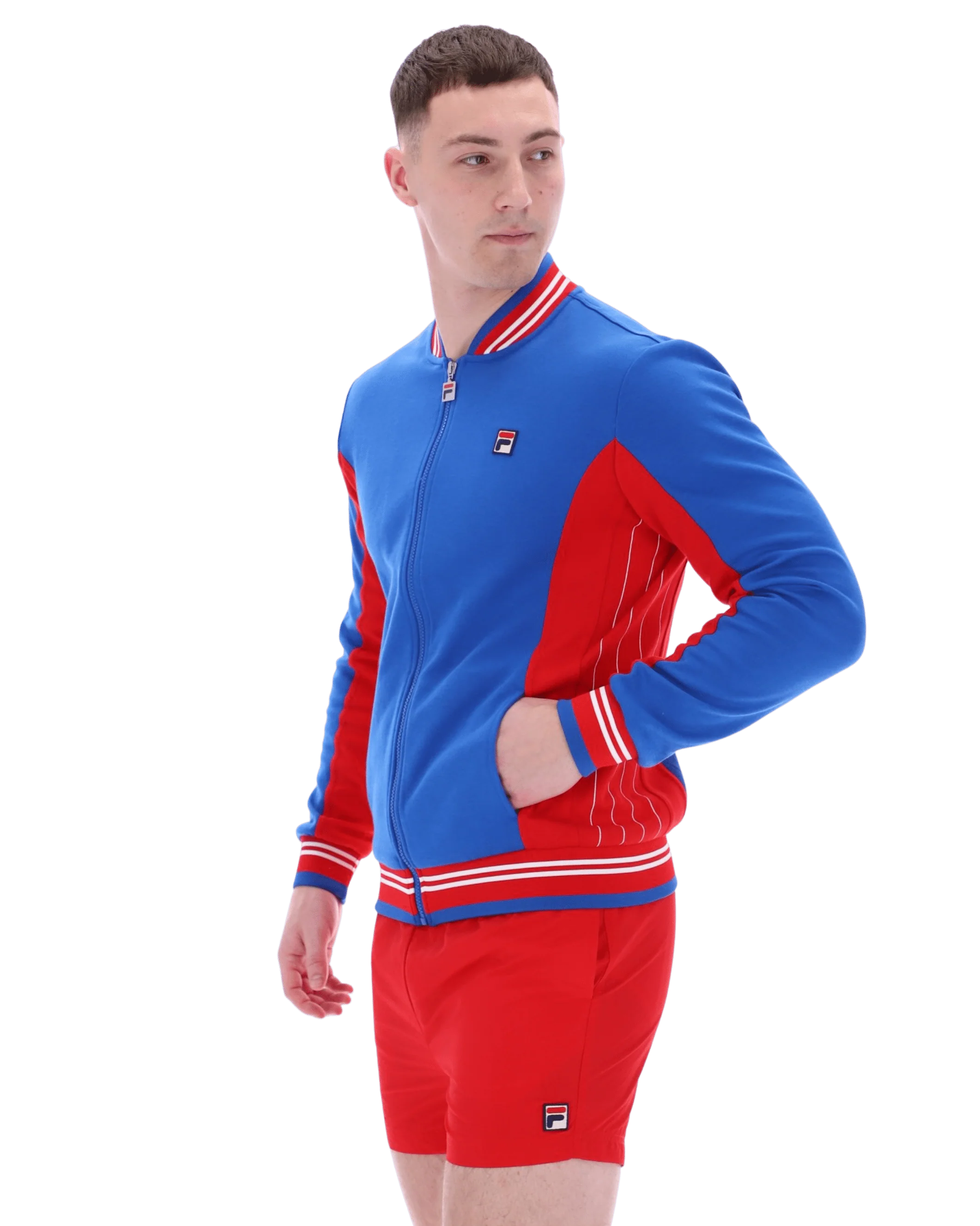 Settanta Baseball Track Jacket In Turkish Sea/Navy/White - Image 3