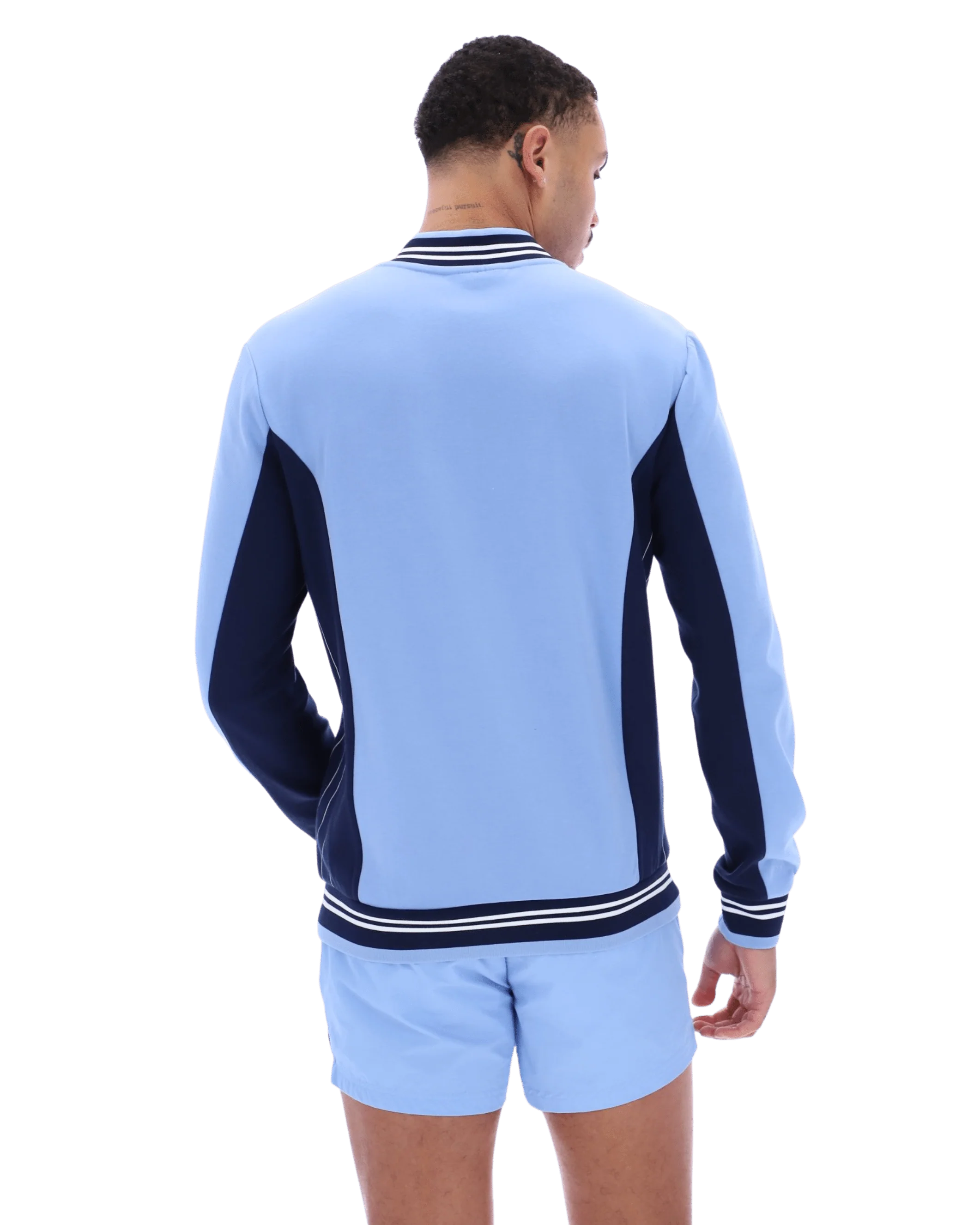 Settanta Baseball Track Jacket In Vista Blue/Navy/White - Image 5