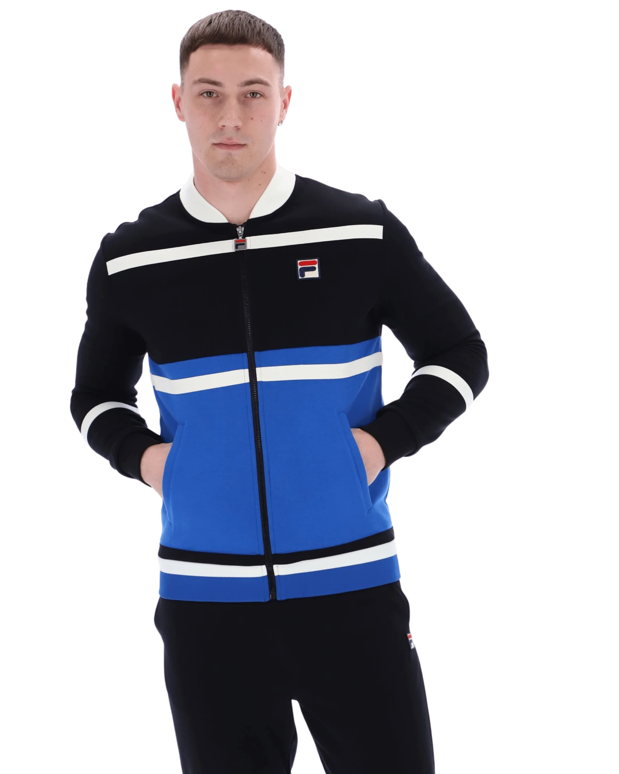 Stefan Archive Cut And Sew Track Jacket In Black/Turkish Sea/Gardenia - Image 3