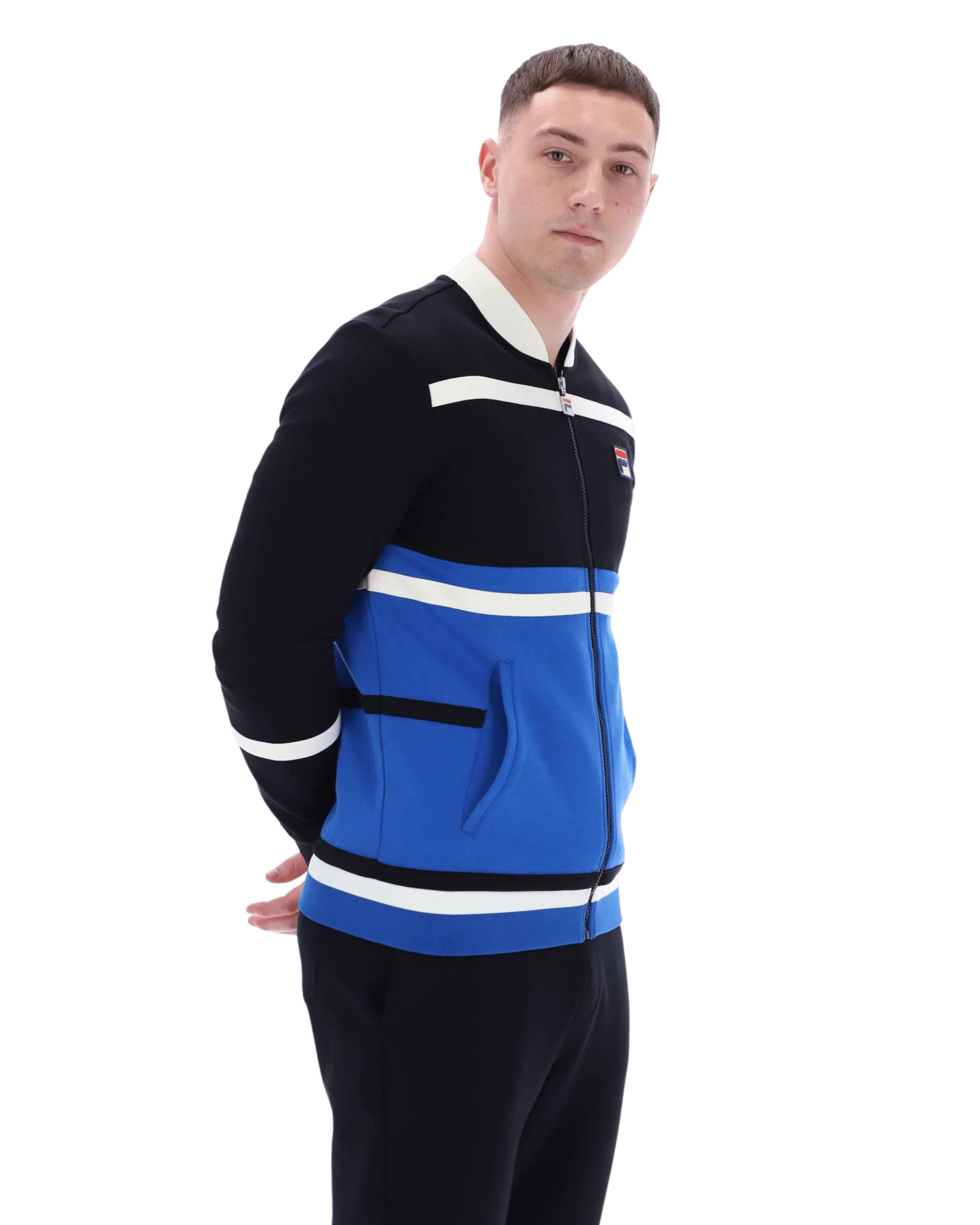 Stefan Archive Cut And Sew Track Jacket In Black/Turkish Sea/Gardenia - Image 4