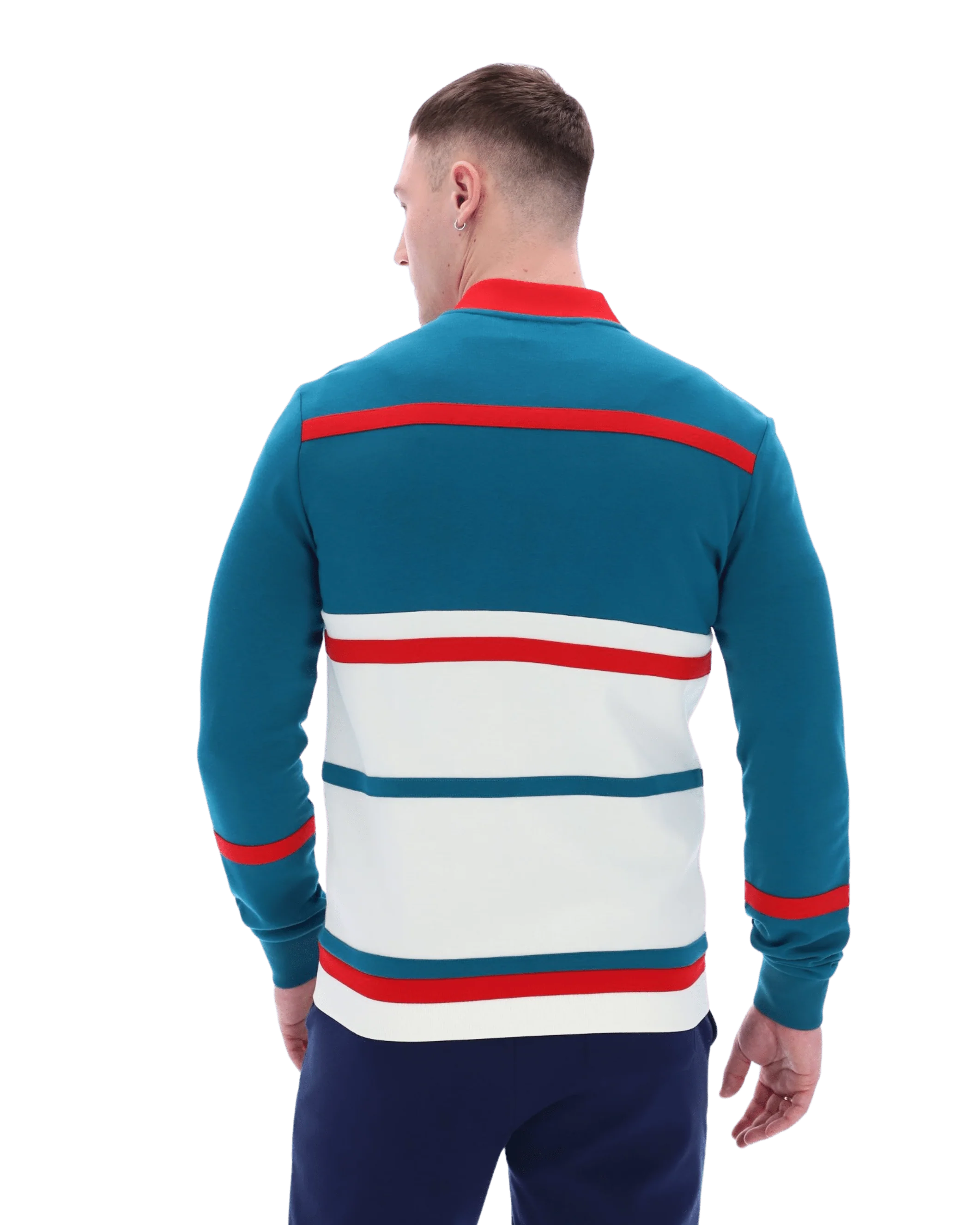 Stefan Archive Cut And Sew Track Jacket In Deep Lagoon/Red/Gardenia - Image 4