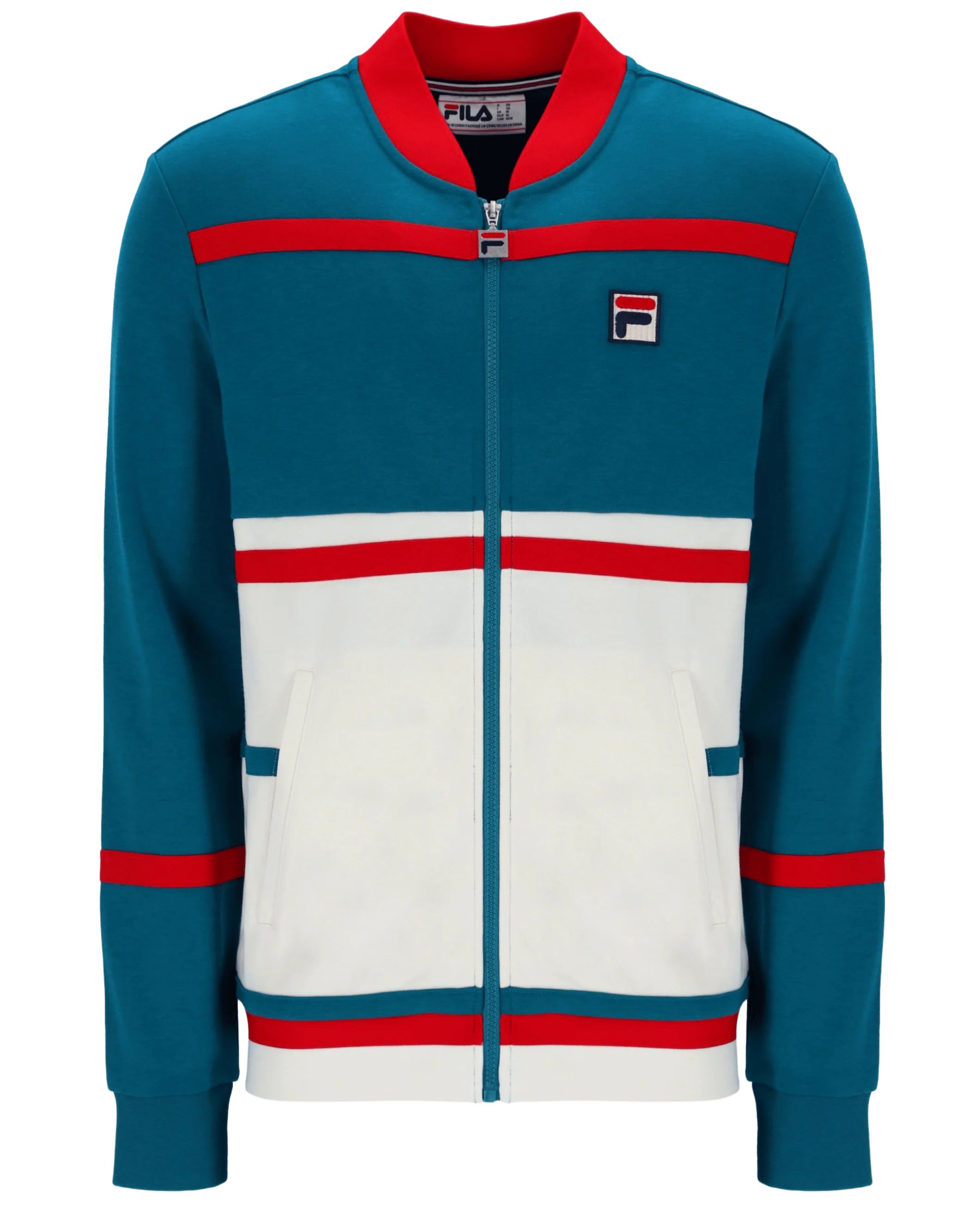Stefan Archive Cut And Sew Track Jacket In Deep Lagoon/Red/Gardenia - Image 6