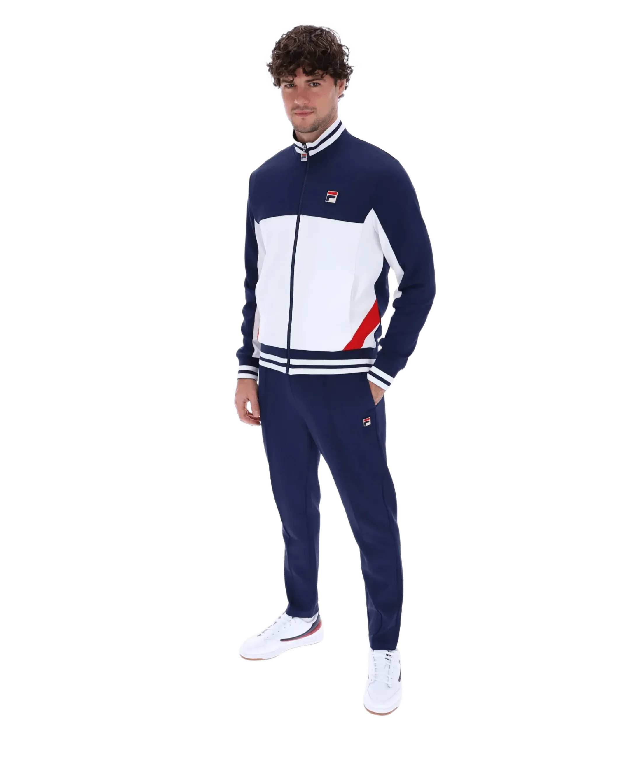 Tiebreaker Funnel Neck Tack Jacket in Navy/Red/White - Image 4