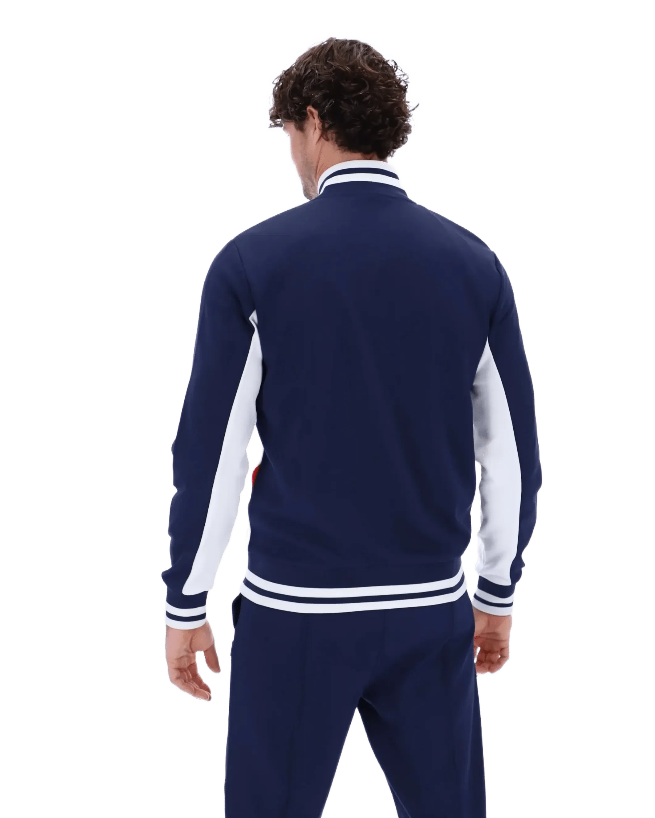 Tiebreaker Funnel Neck Tack Jacket in Navy/Red/White - Image 5
