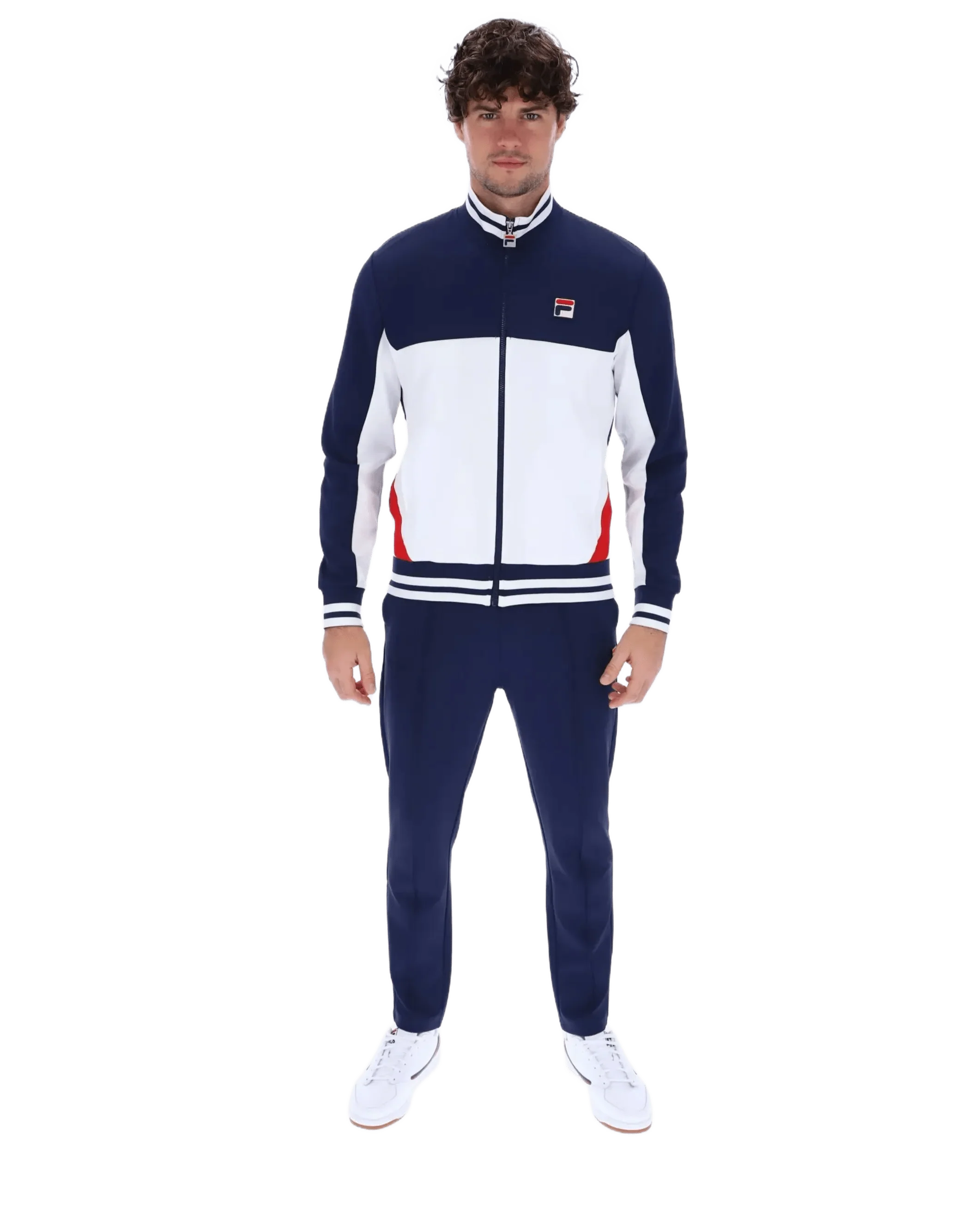 Tiebreaker Funnel Neck Tack Jacket in Navy/Red/White - Image 6