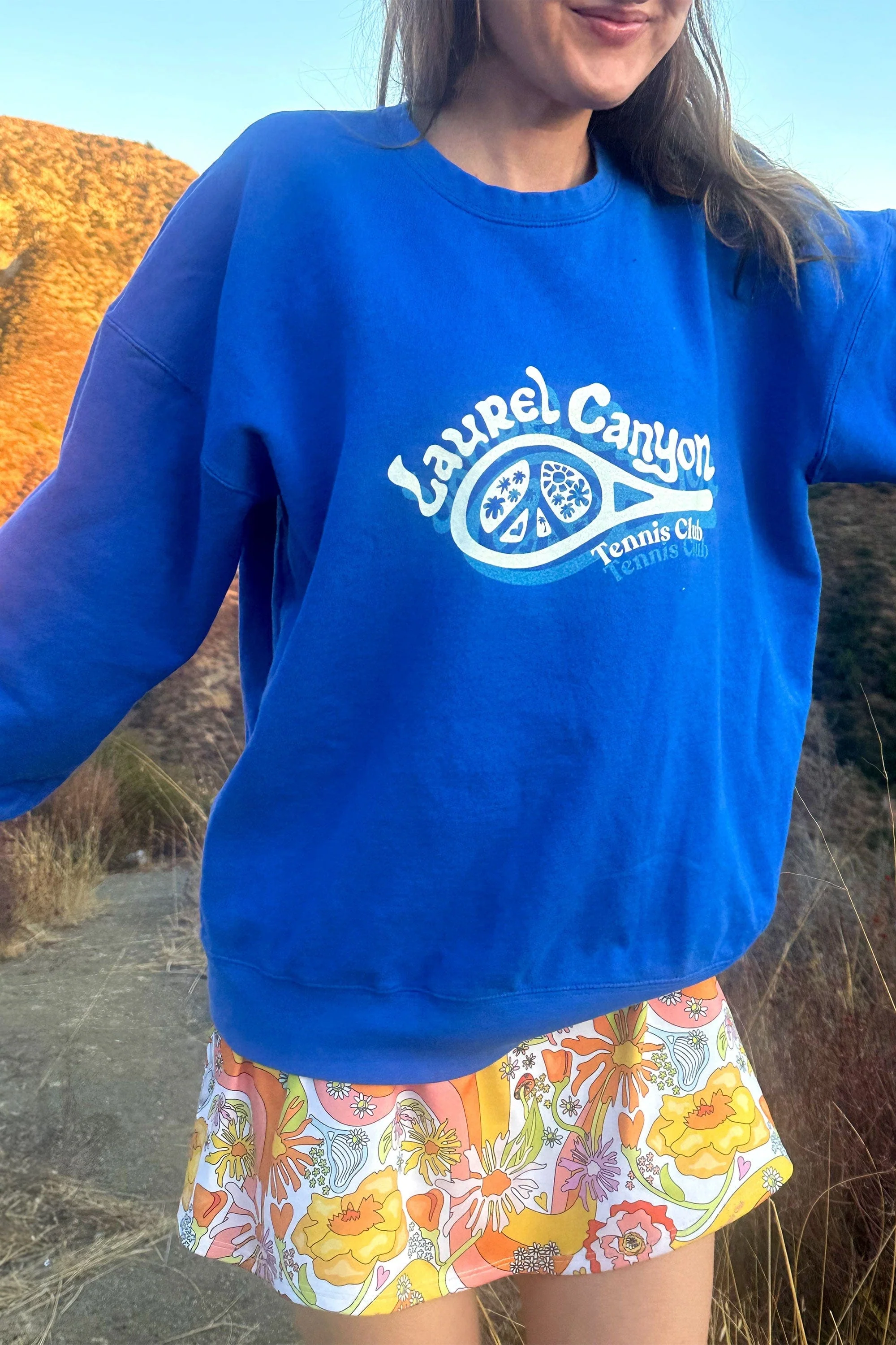 Unisex Laurel Canyon Tennis Club Crewneck Sweatshirt in Blue - Image 3