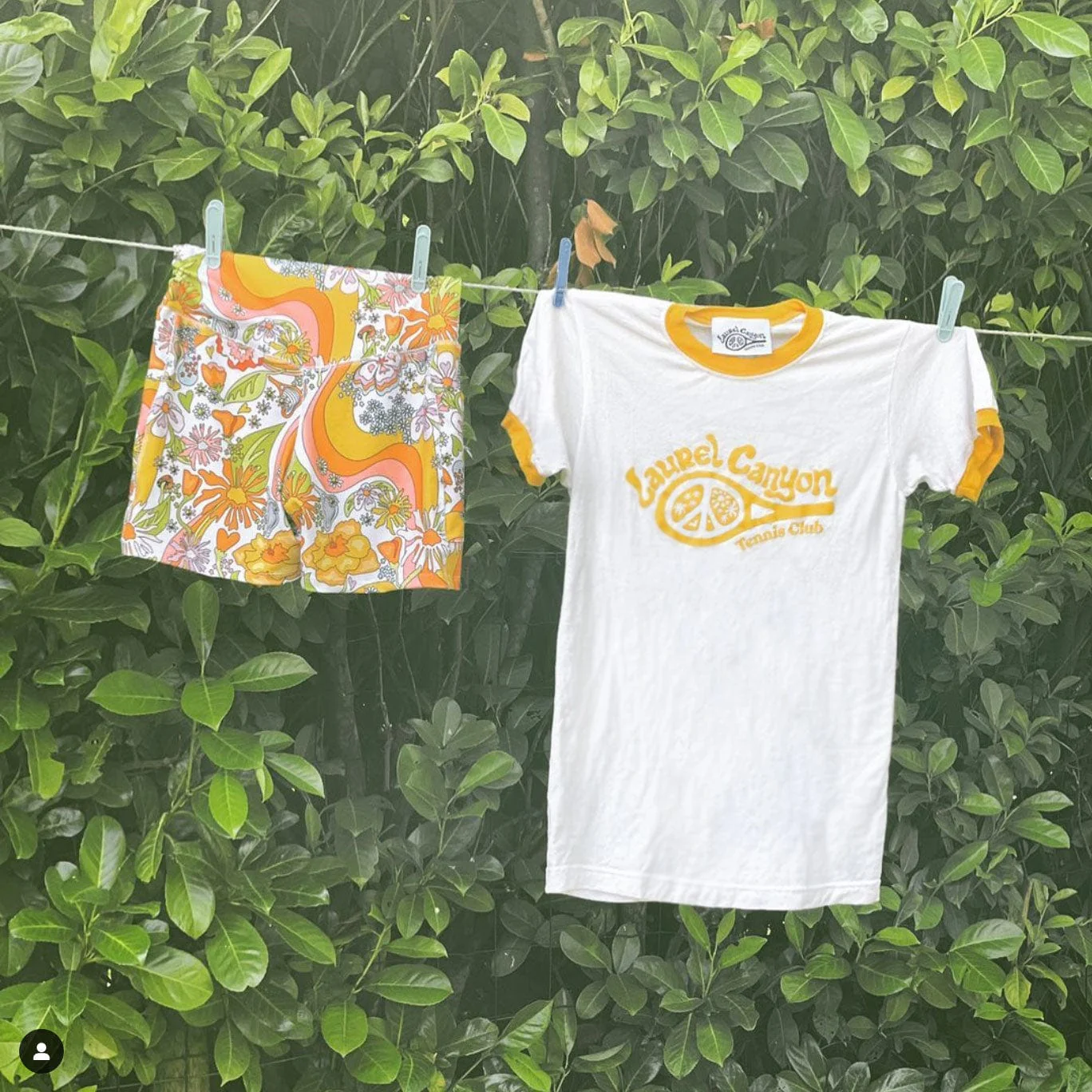 Unisex Laurel Canyon Tennis Club Ringer Tee in Vintage White / Mellow Yellow - Image 3