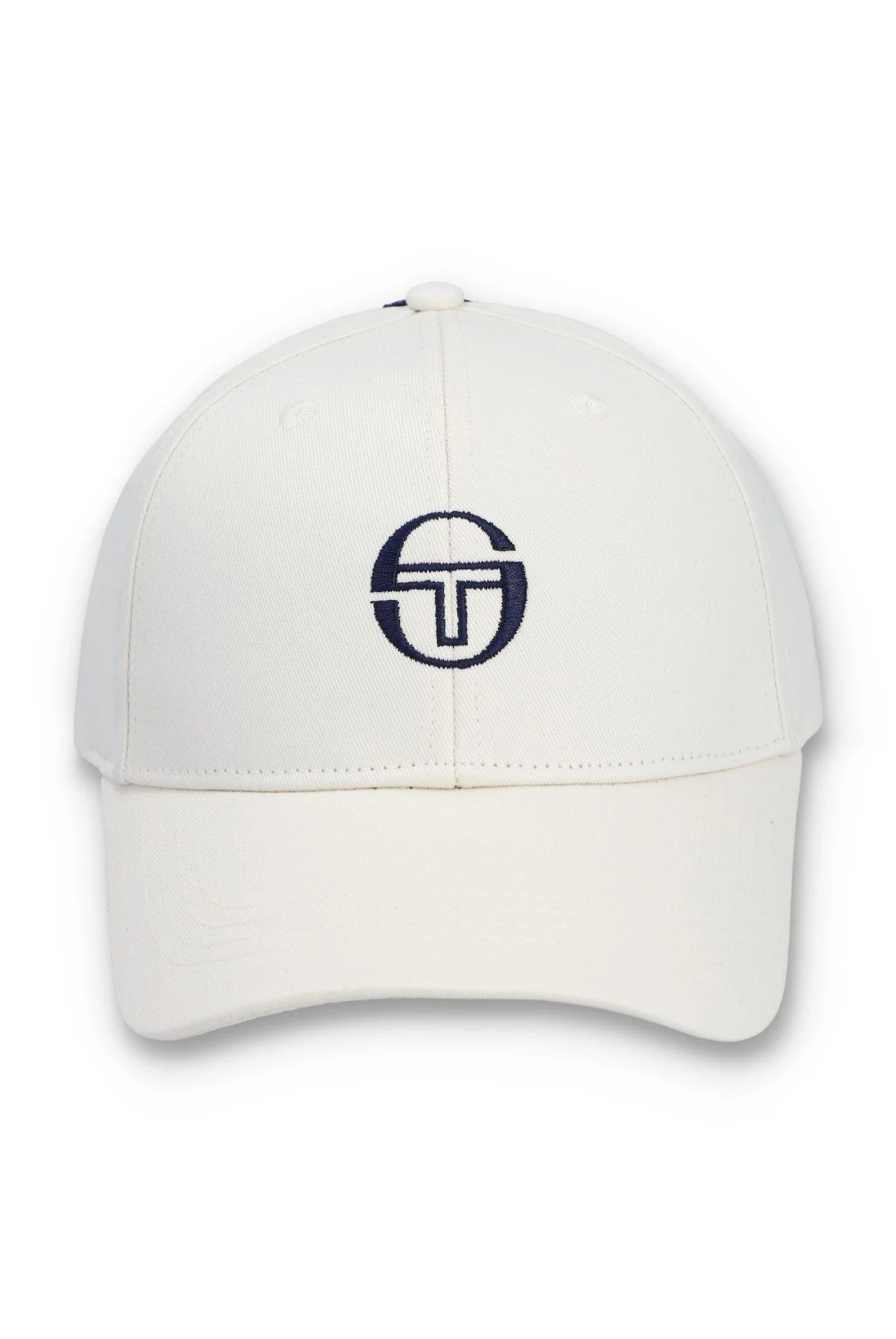 Linus Classic 6 Panel Strapback Cap in Gardenia/Martime Blue - Image 3
