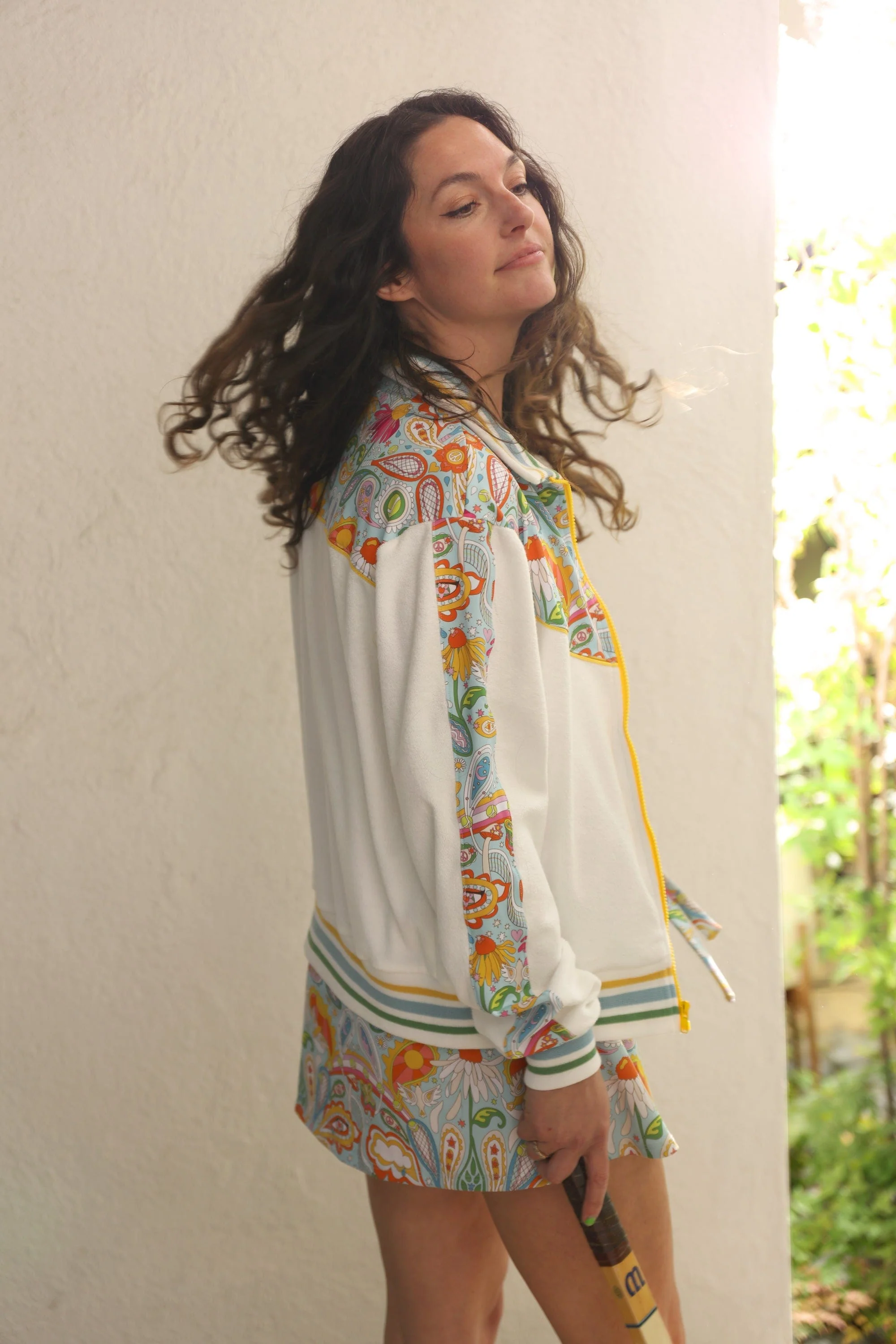 Love All Paisley Printed Unisexy White Track Jacket - Image 5