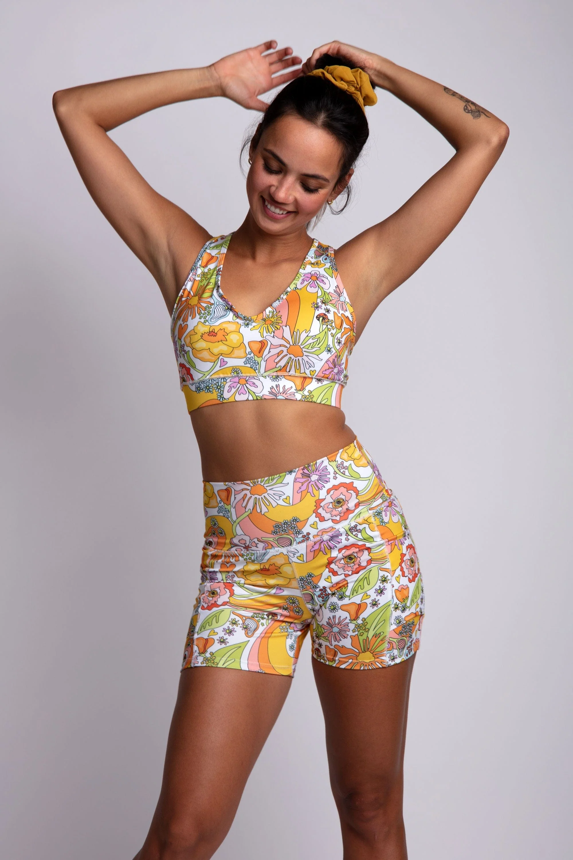 Melty Racquet Floral Printed Biker Shorts - Image 3