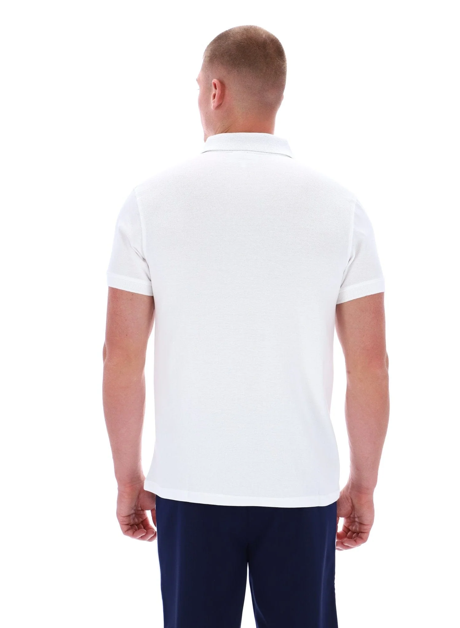 New Supermac Polo Shirt in White/Martime Blue - Image 5
