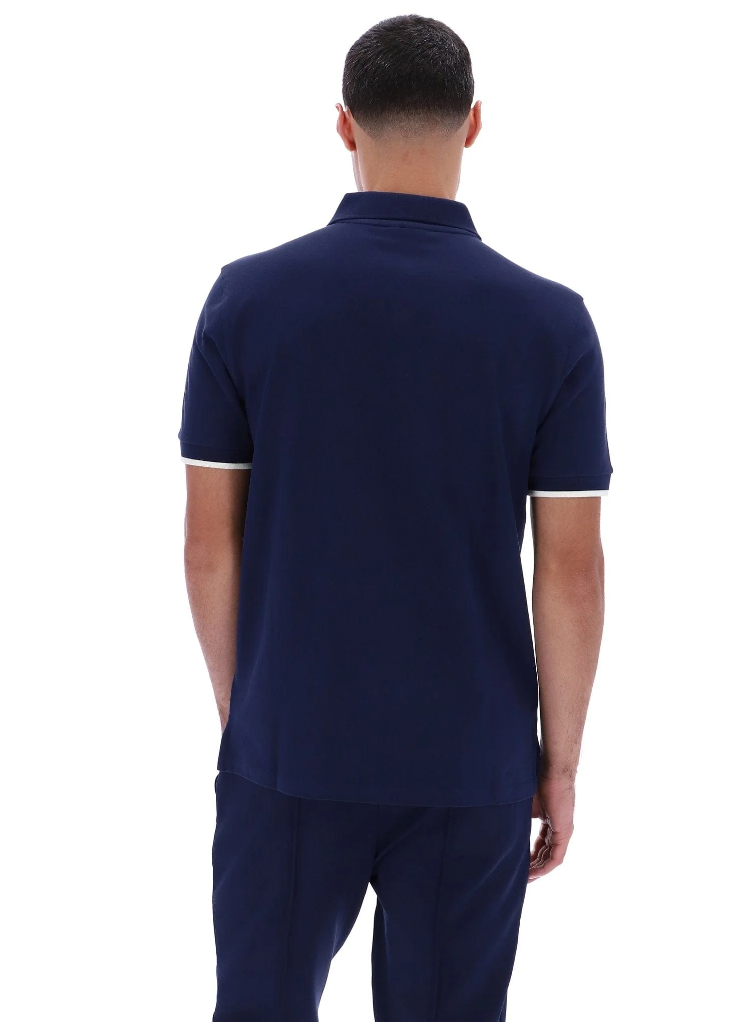 Pablo Three Button Tipped Rib Basic Polo in Fila Navy/Gardenia - Image 4