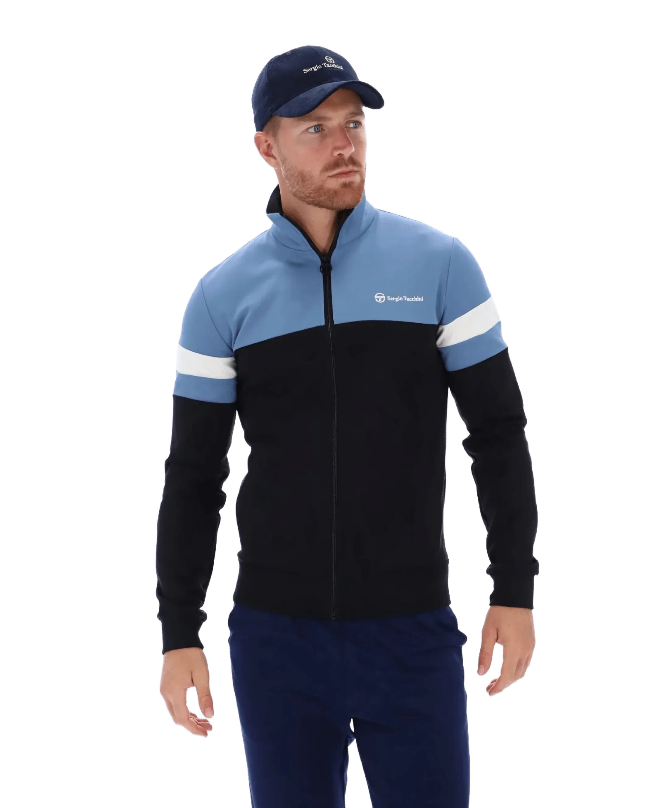 Jonnie TT Track Top in Black/Coronet Blue/Gardenia - Image 6