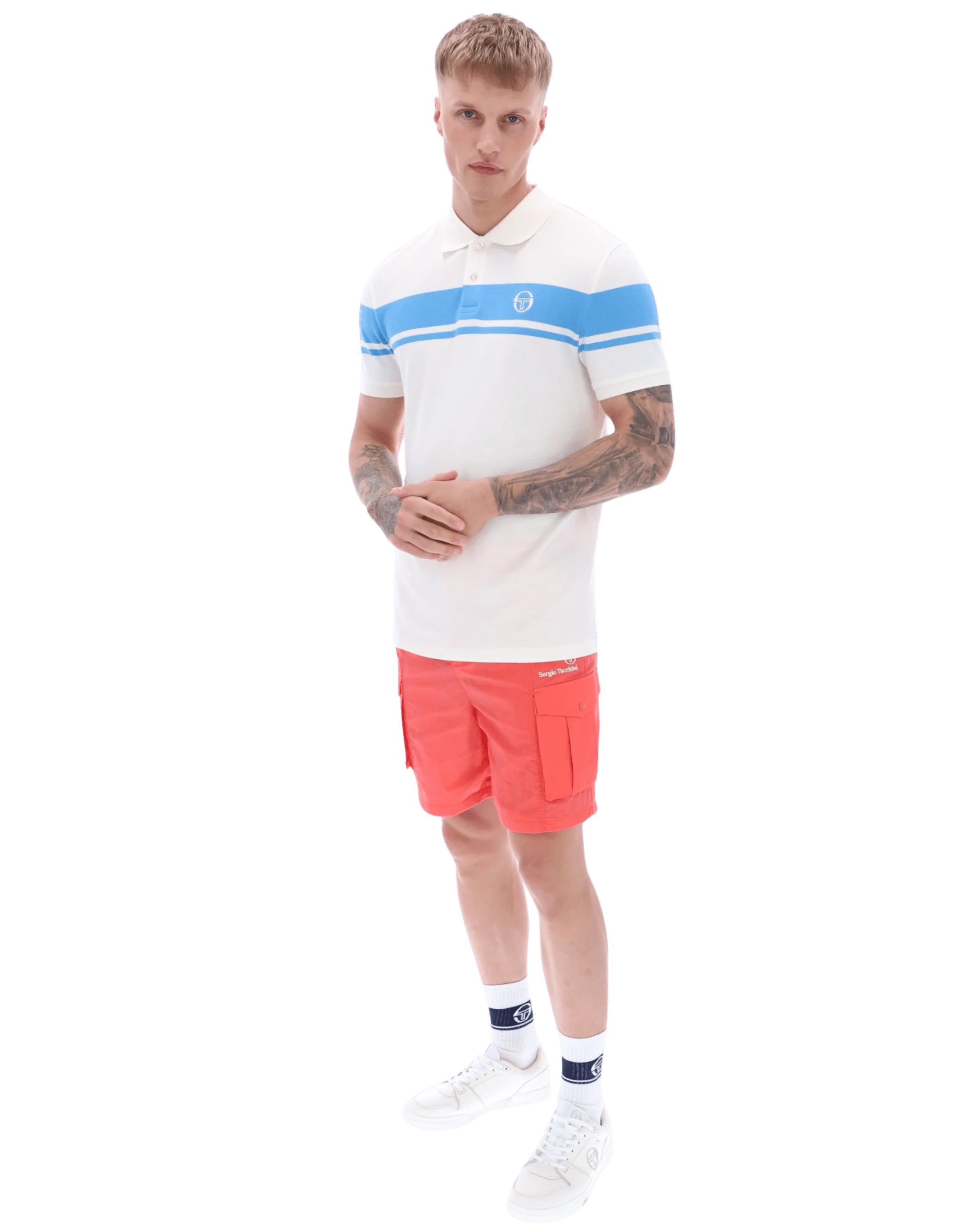 Young Line Polo Polo Shirt In Gardenia/Azure Blue - Image 7