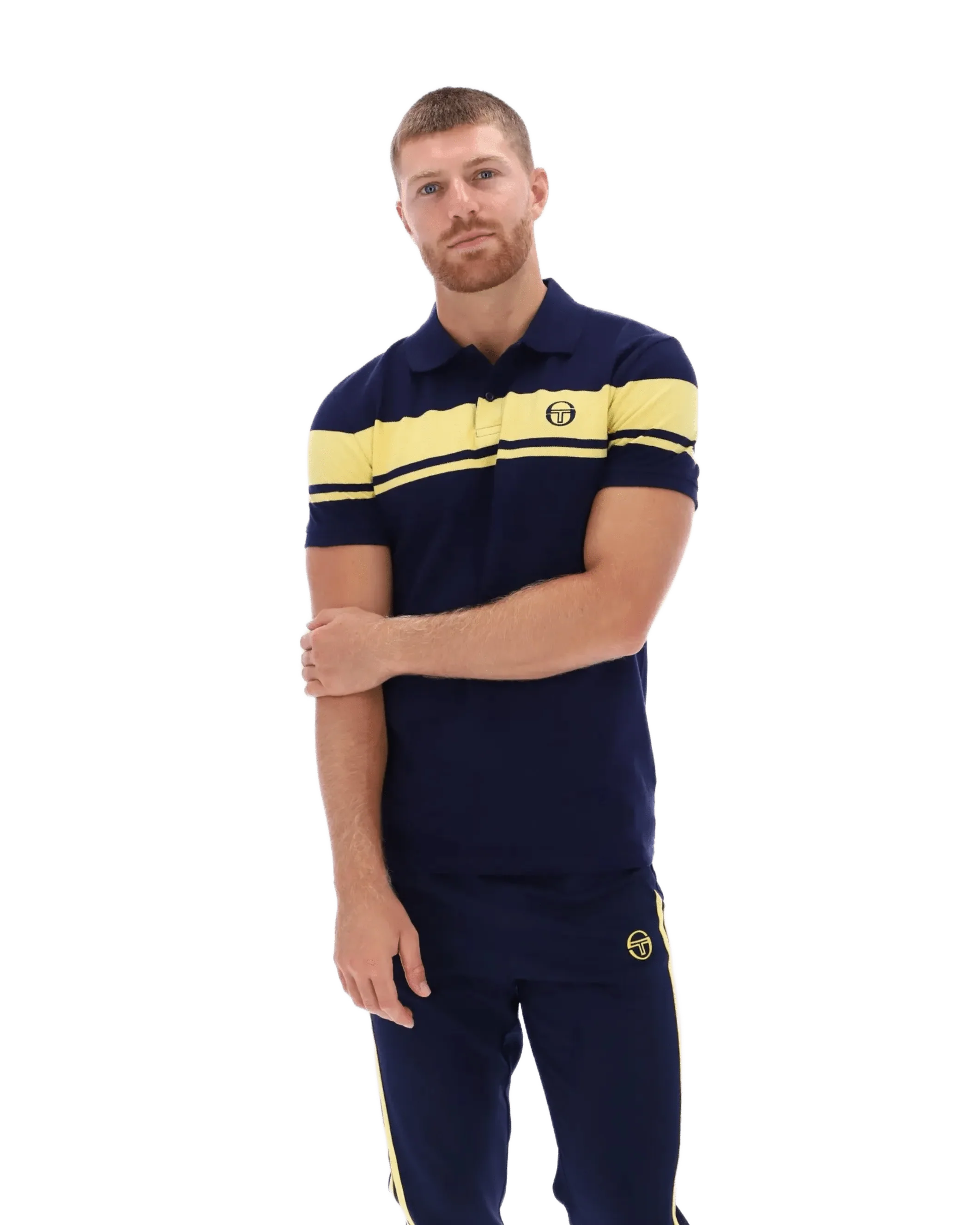 Young Line Polo Shirt in Maritime Blue / Lemon Drop - Image 6